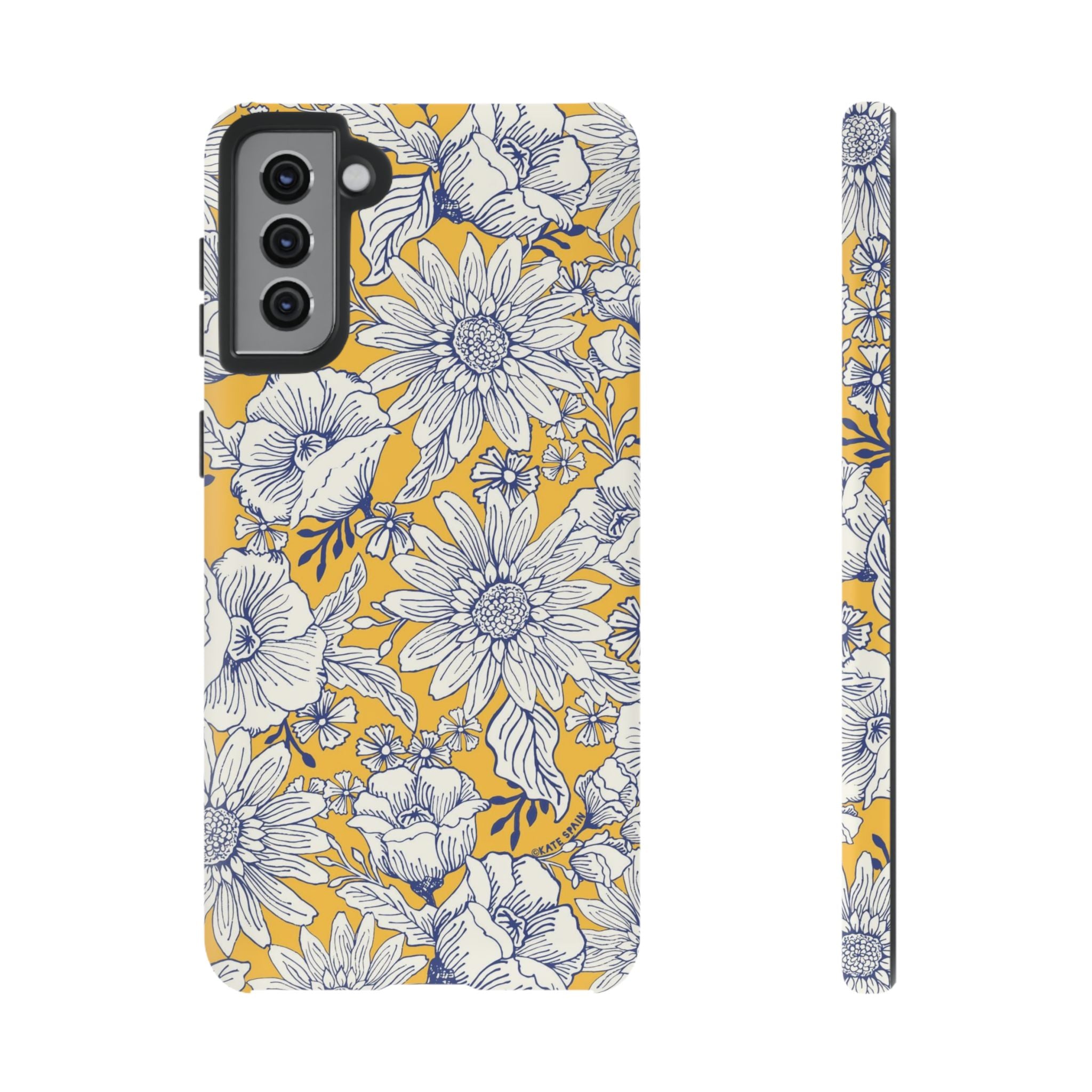 Luxury Jardin Samsung Galaxy S21 Plus Case – Matte | yellow, cream, blue botanical floral print