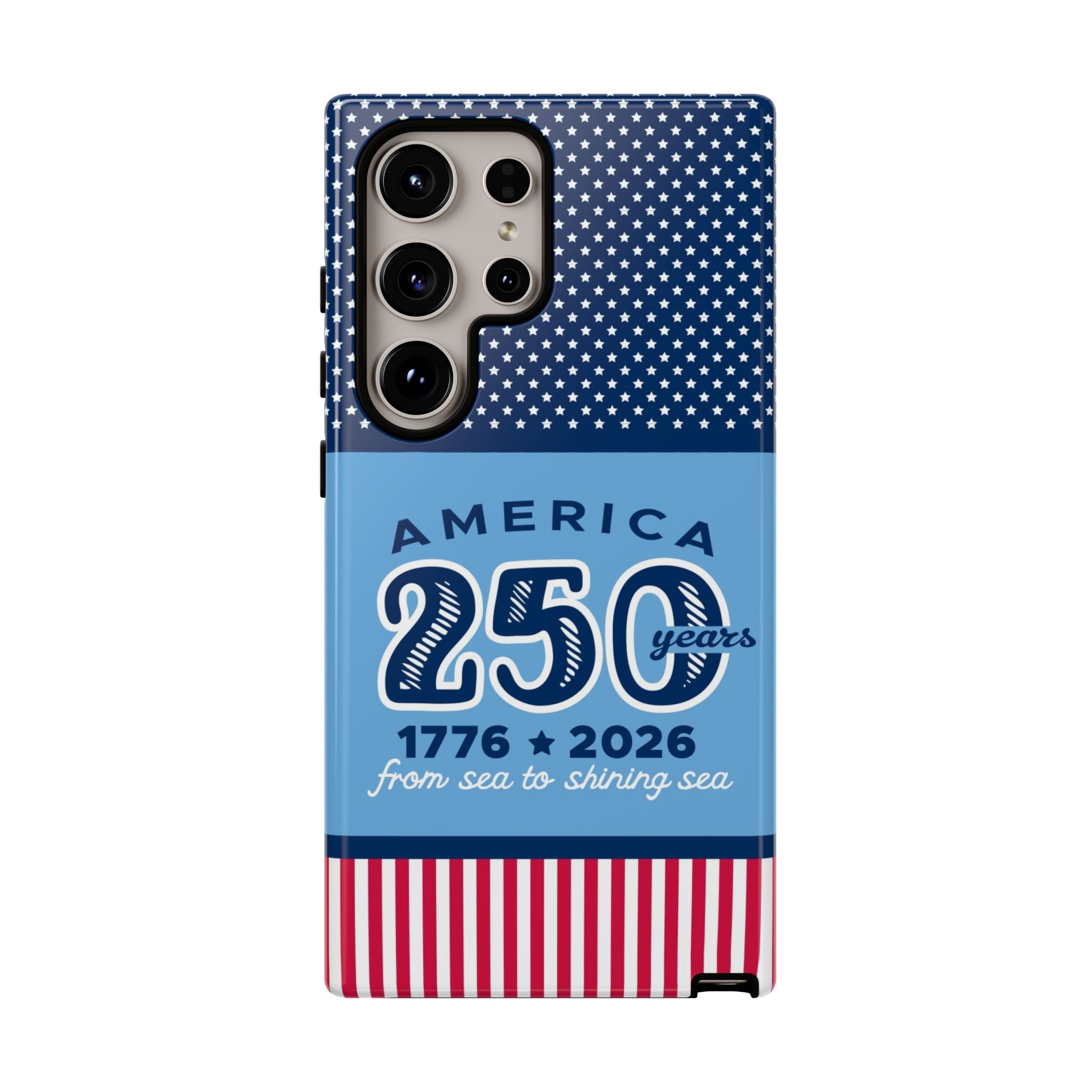 Sea to Shining Sea Samsung Galaxy S22 Ultra Case – Glossy | navy, sky blue, red patriotic America 250 commemorative print