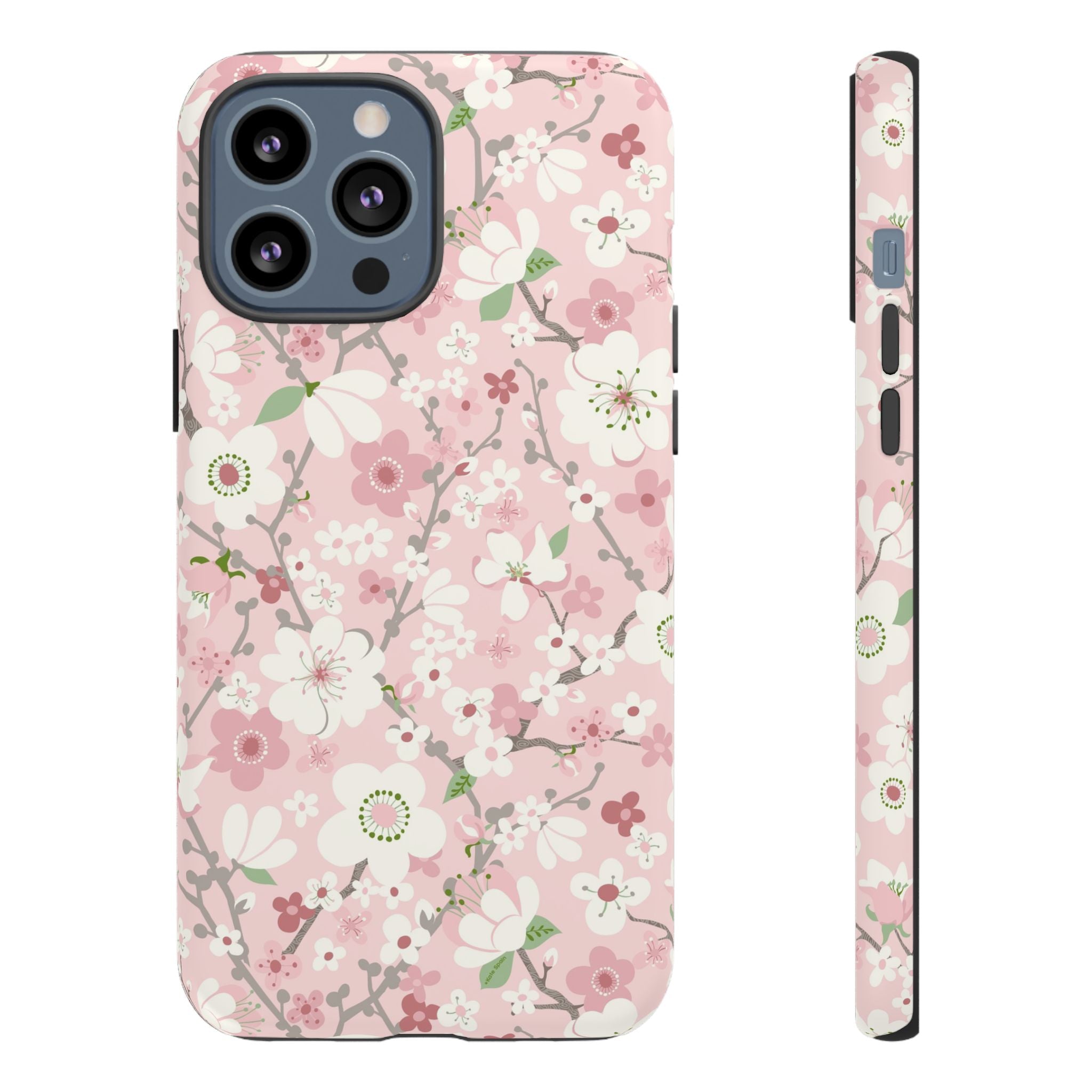 Luxury Pink Cherry Blossom Tough iPhone 13 Pro Max Case – Matte | light pink, white, cherry blossom floral print