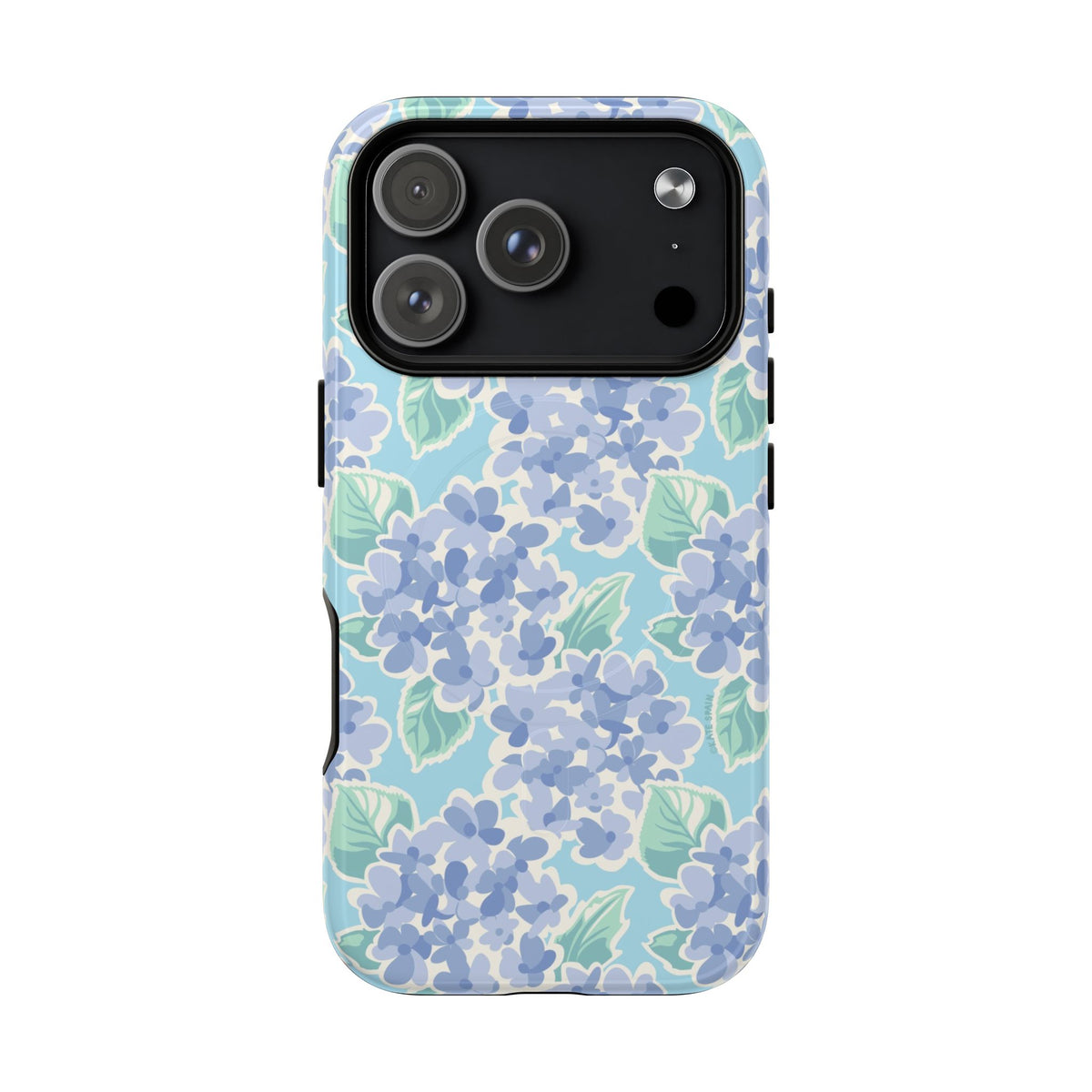 Nantucket Hydrangea MagSafe iPhone 18 Pro Case – Glossy | periwinkle, sky blue, mint hydrangea floral print