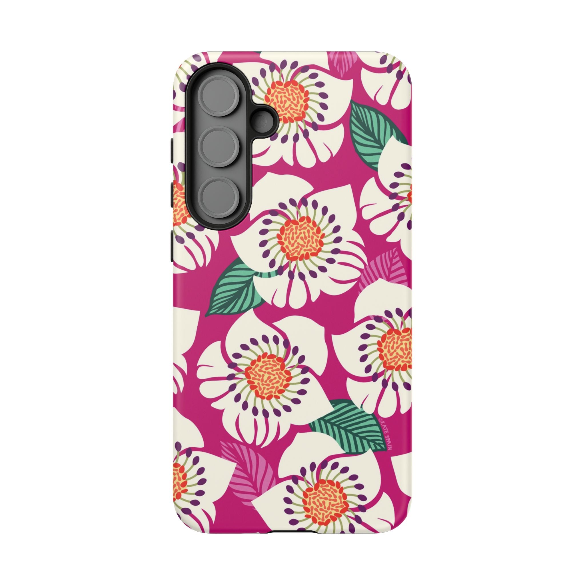 Artistic Panache Samsung Galaxy S25 Plus Case – Matte | berry, cream white, peach anemone floral print
