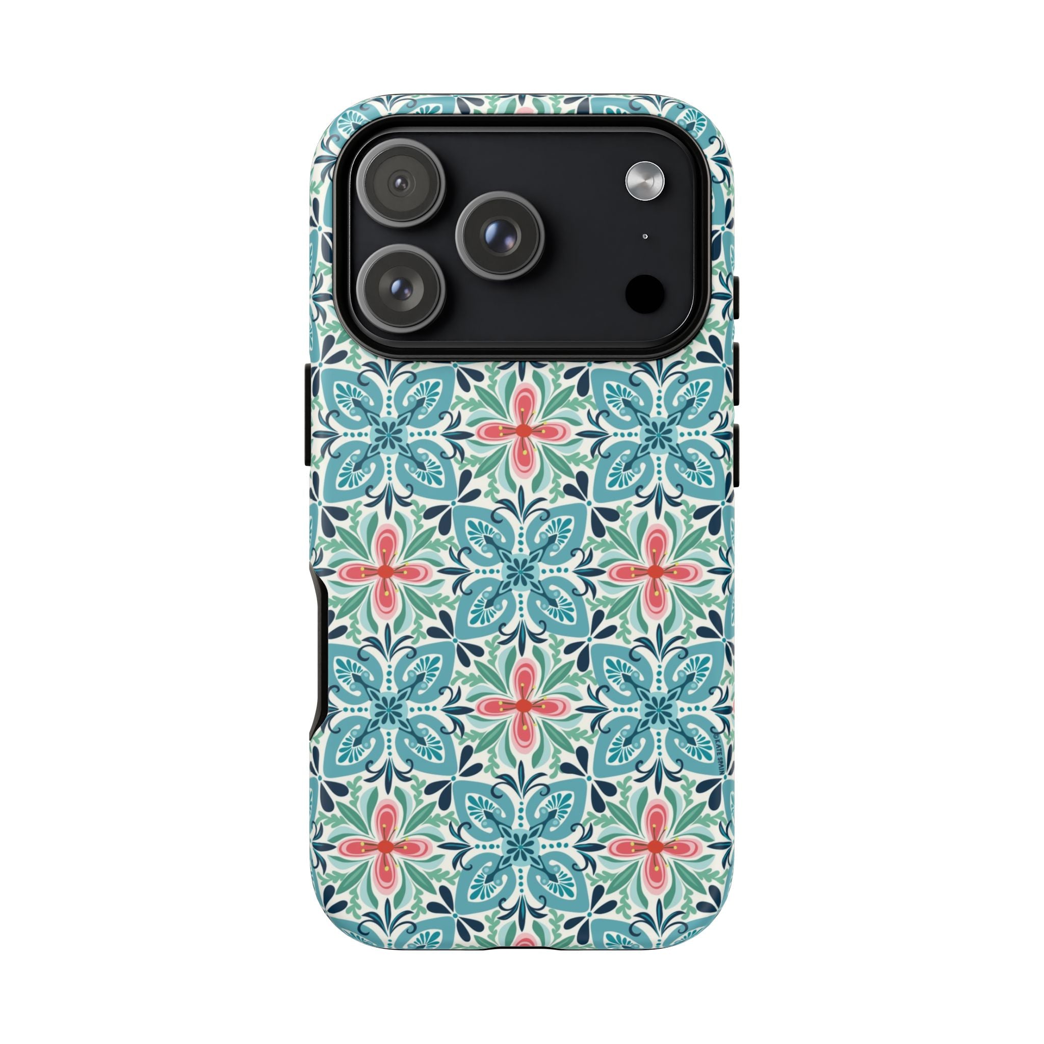 Stonecrop Tough iPhone 17 Pro Case – Matte | sage, cream, blush botanical succulent print