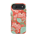 Sarabande Tough iPhone 17 Air Case – Glossy | coral, pink, cream, green botanical floral print