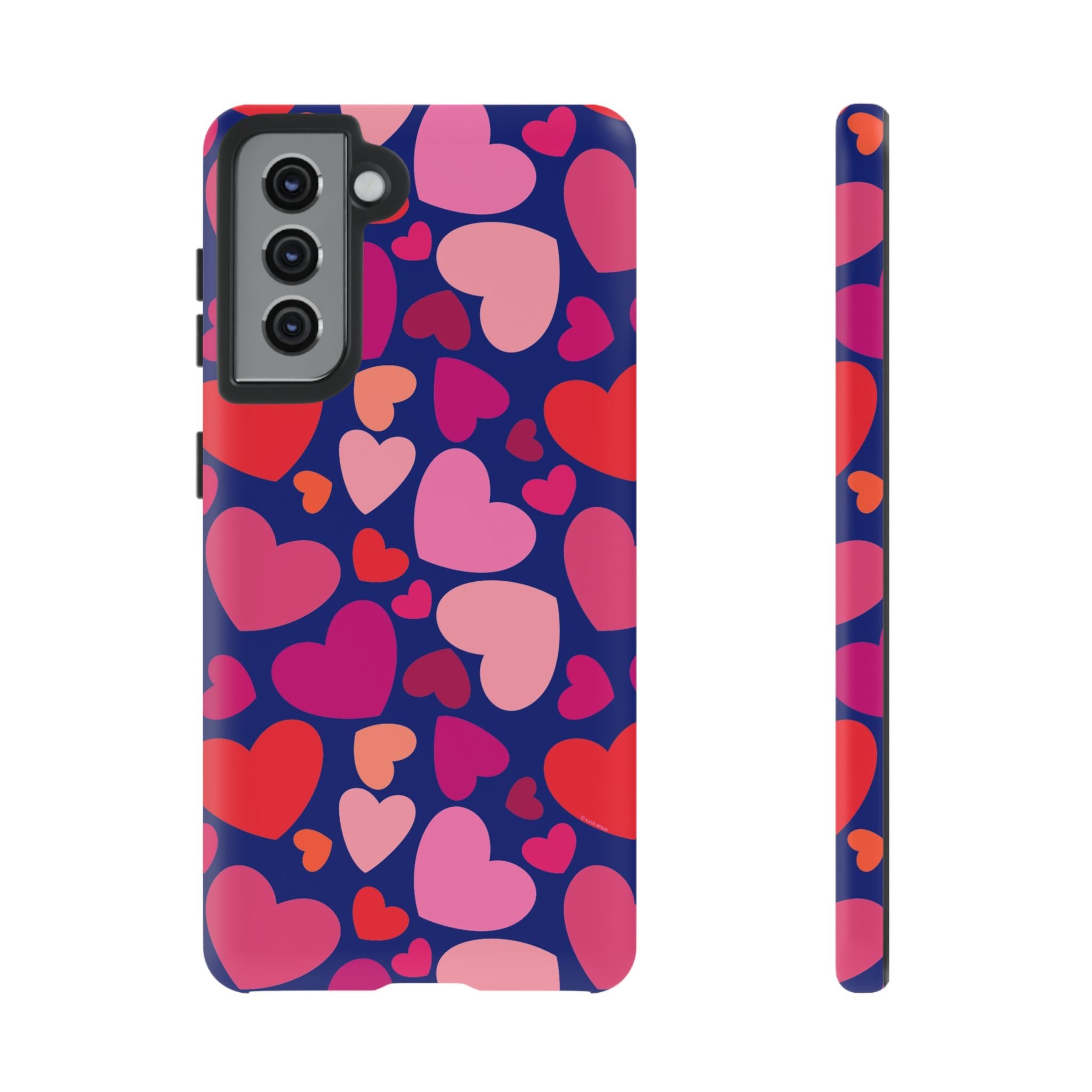 Hearts Samsung Galaxy S21 Case – Matte | navy, pink, blush, red heart print