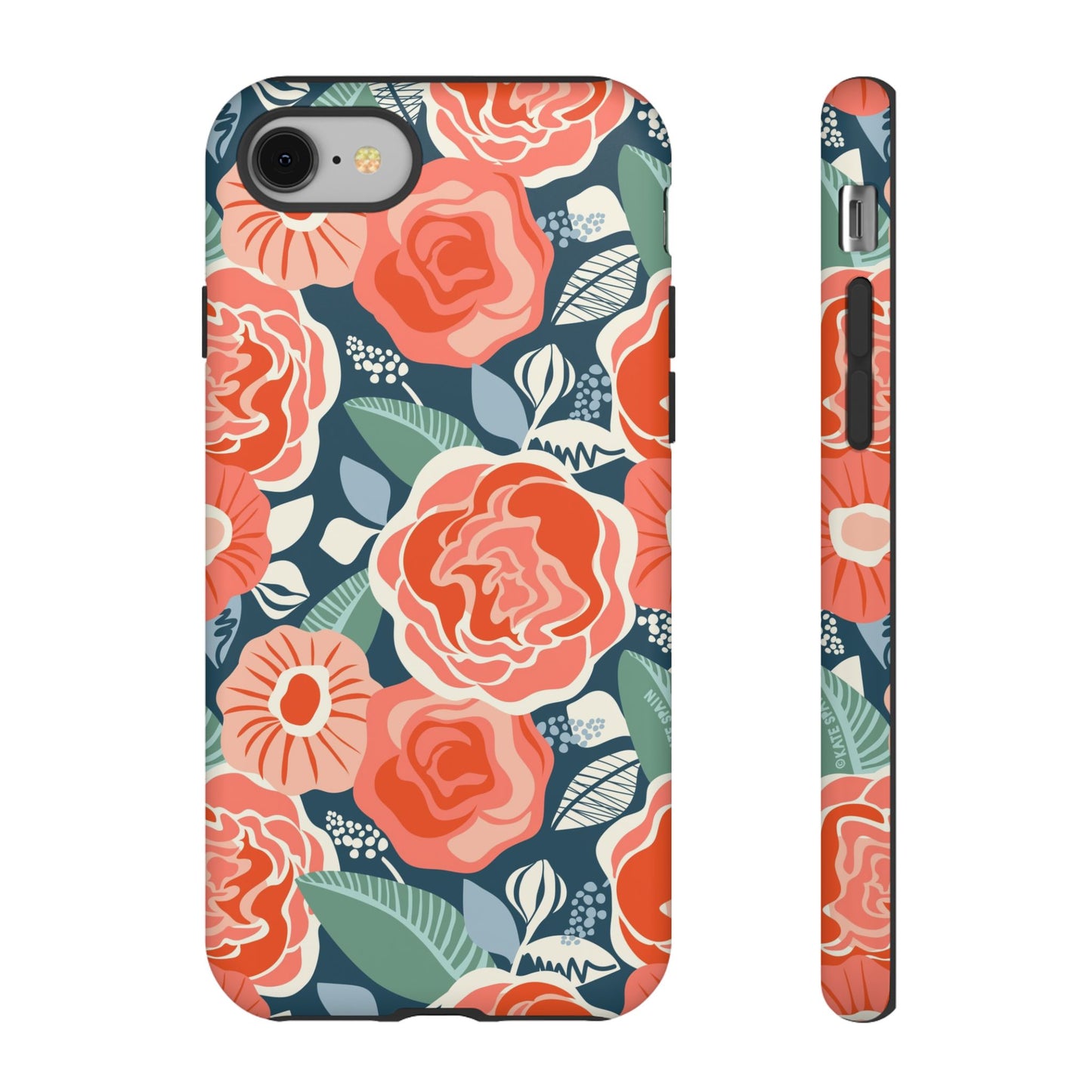 Tea Rose Navy iPhone Tough Case