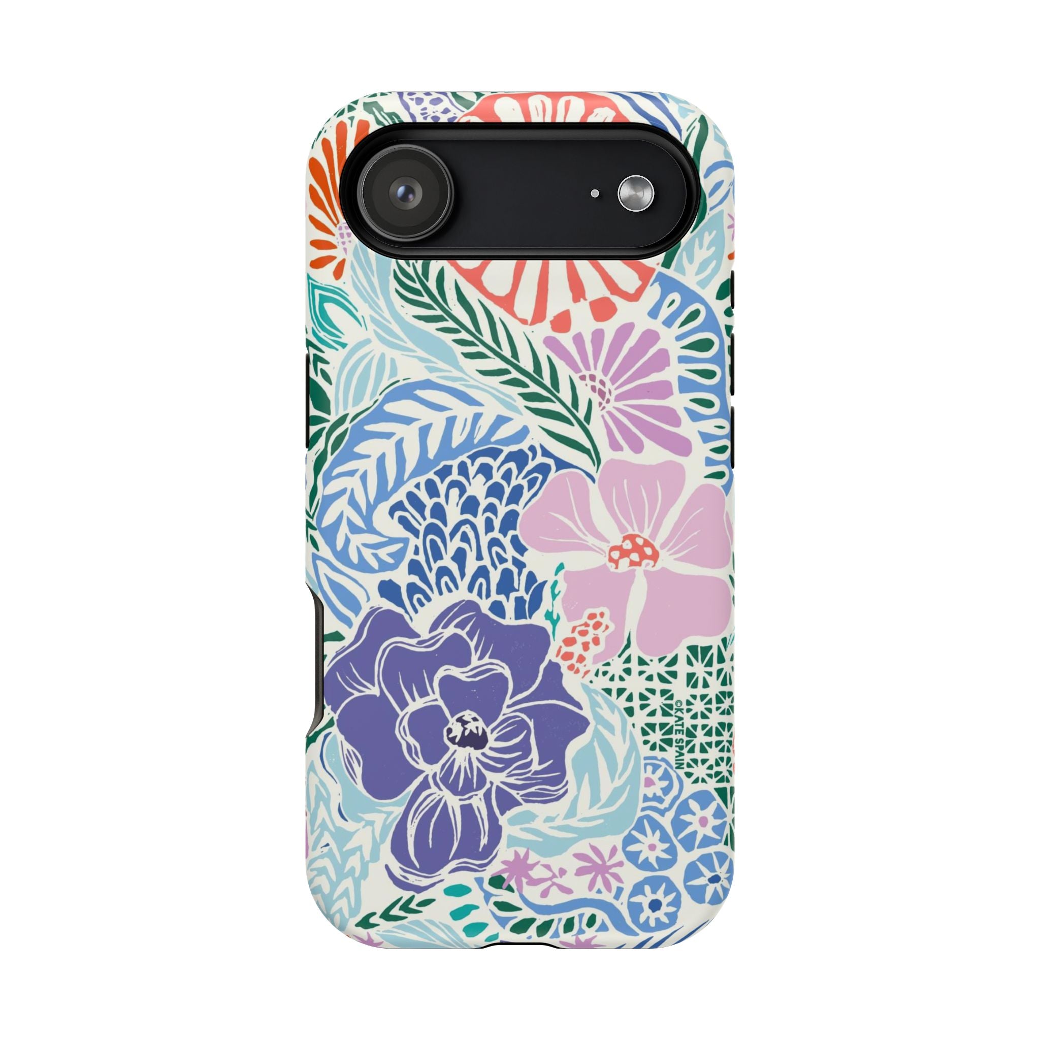 Tropica MagSafe iPhone 17 Air Case – Matte | purple, coral, pink, blue botanical tropical floral print MagSafe compatible, dual-layer protection