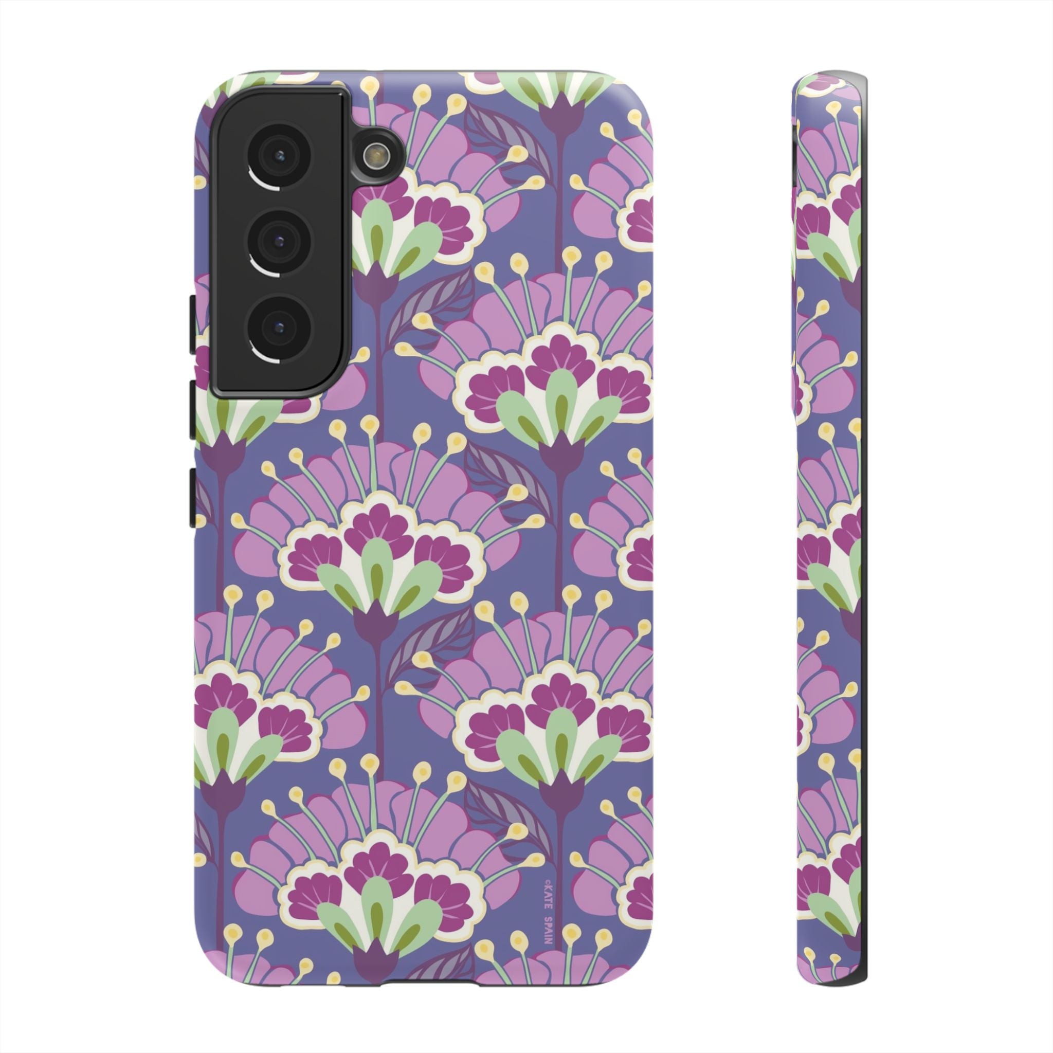 Luxury Lantern Flower Samsung Galaxy S22 Case – Matte | mauve, purple, lime green floral print