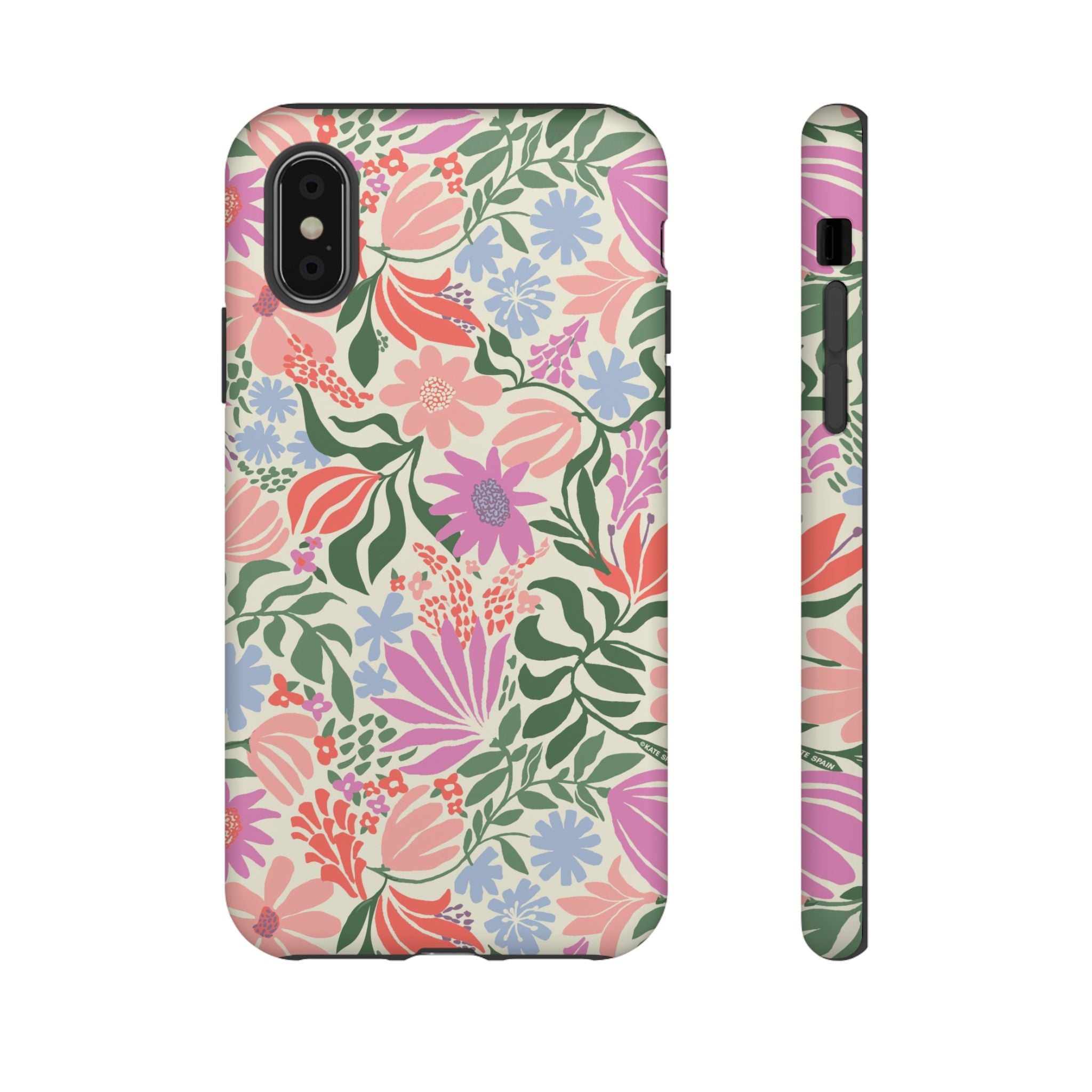 Botanica Pastel Tough iPhone XS Case – Matte | blush, lavender, sage pastel botanical wildflower print