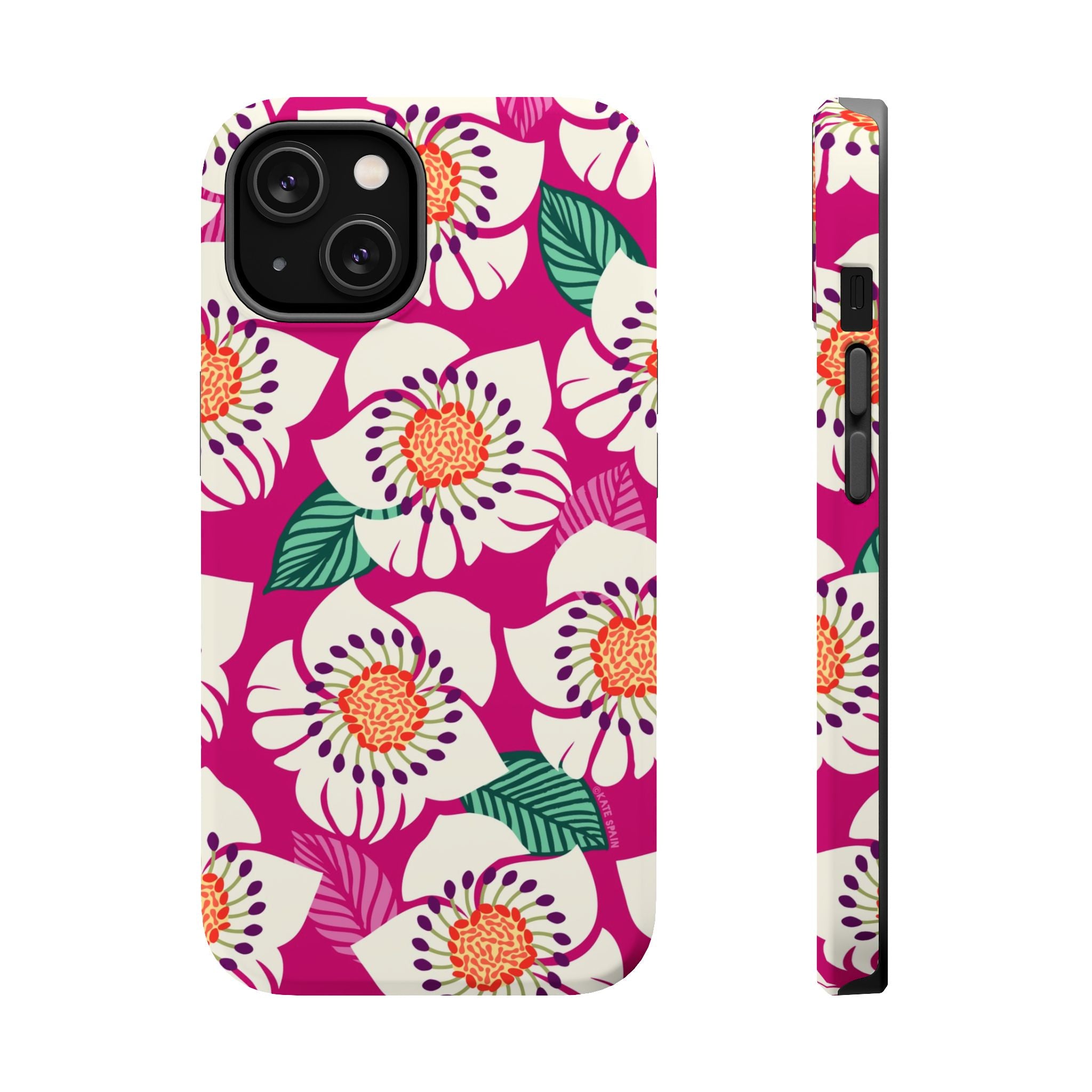 Panache Rose MagSafe iPhone 14 Case – Matte | berry, cream white, peach anemone floral print