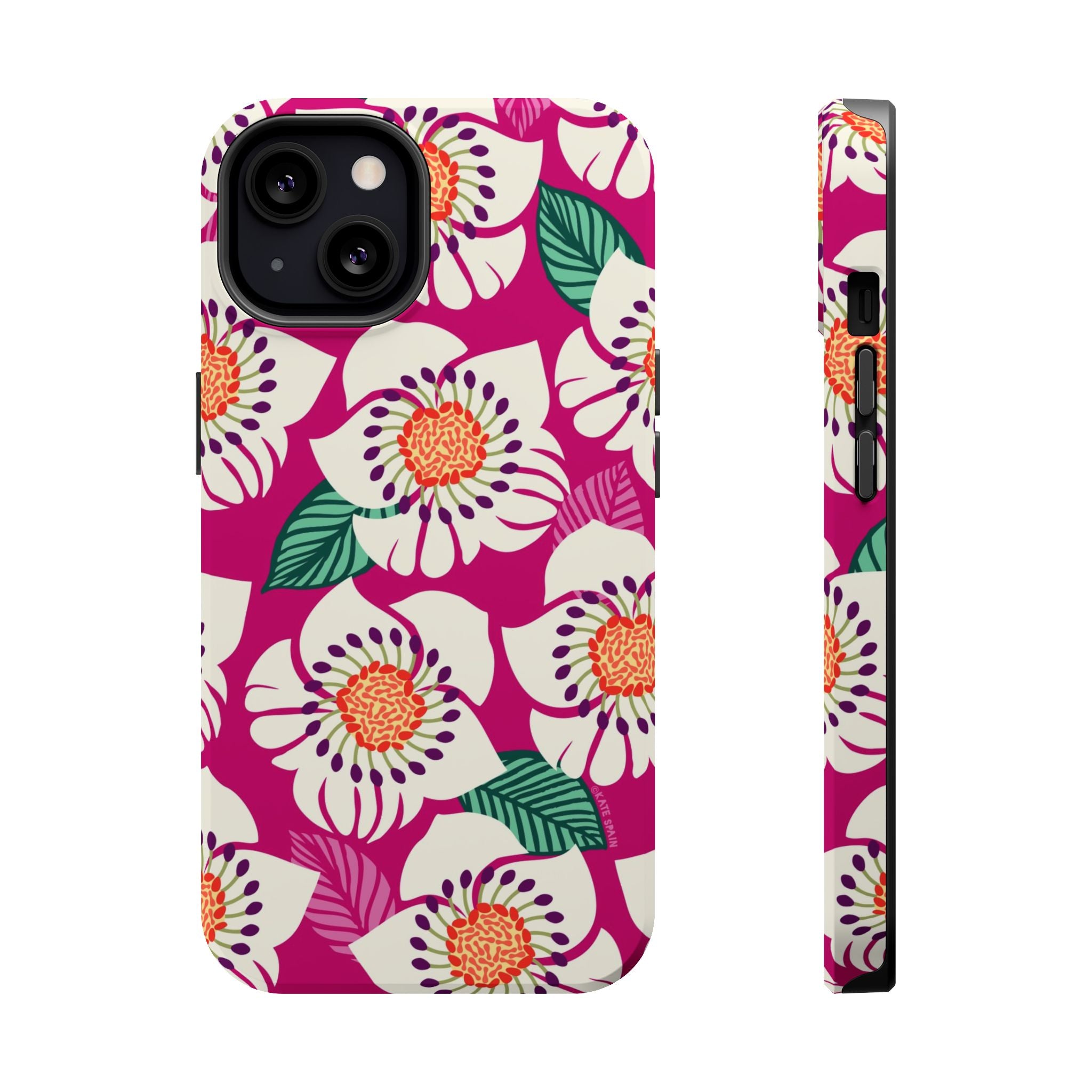 Panache Rose MagSafe iPhone 13 Case – Matte | berry, cream white, peach anemone floral print
