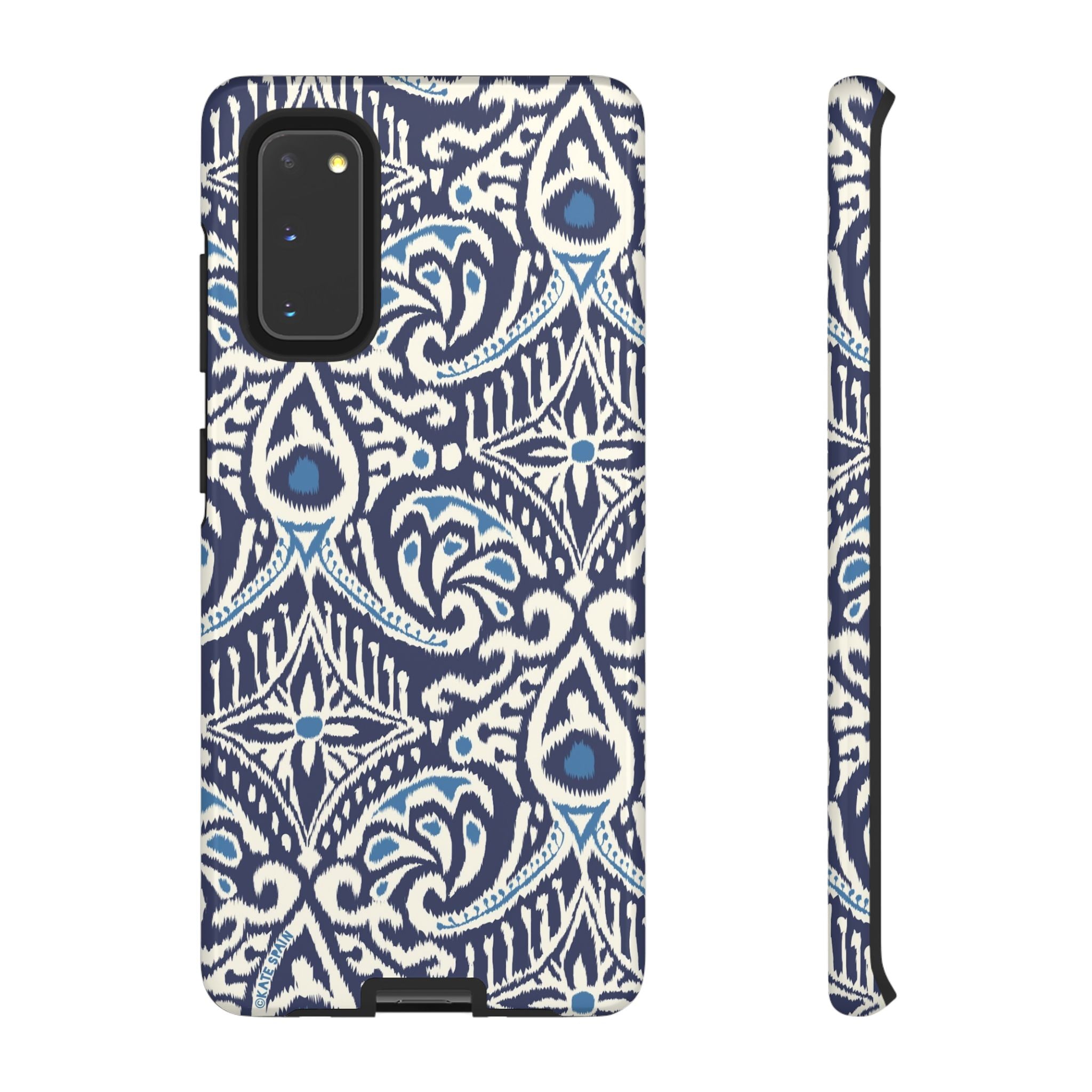 Luxury Ikat Samsung Galaxy S20 Case – Glossy | navy, white, aqua ikat geometric medallion print