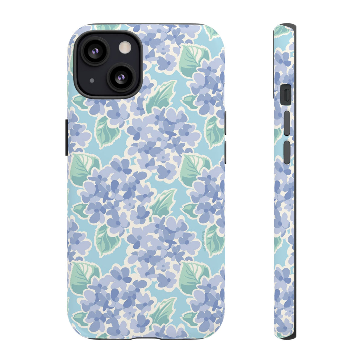 Nantucket Hydrangea Tough iPhone 13 Case – Matte | periwinkle, sky blue, mint hydrangea floral print