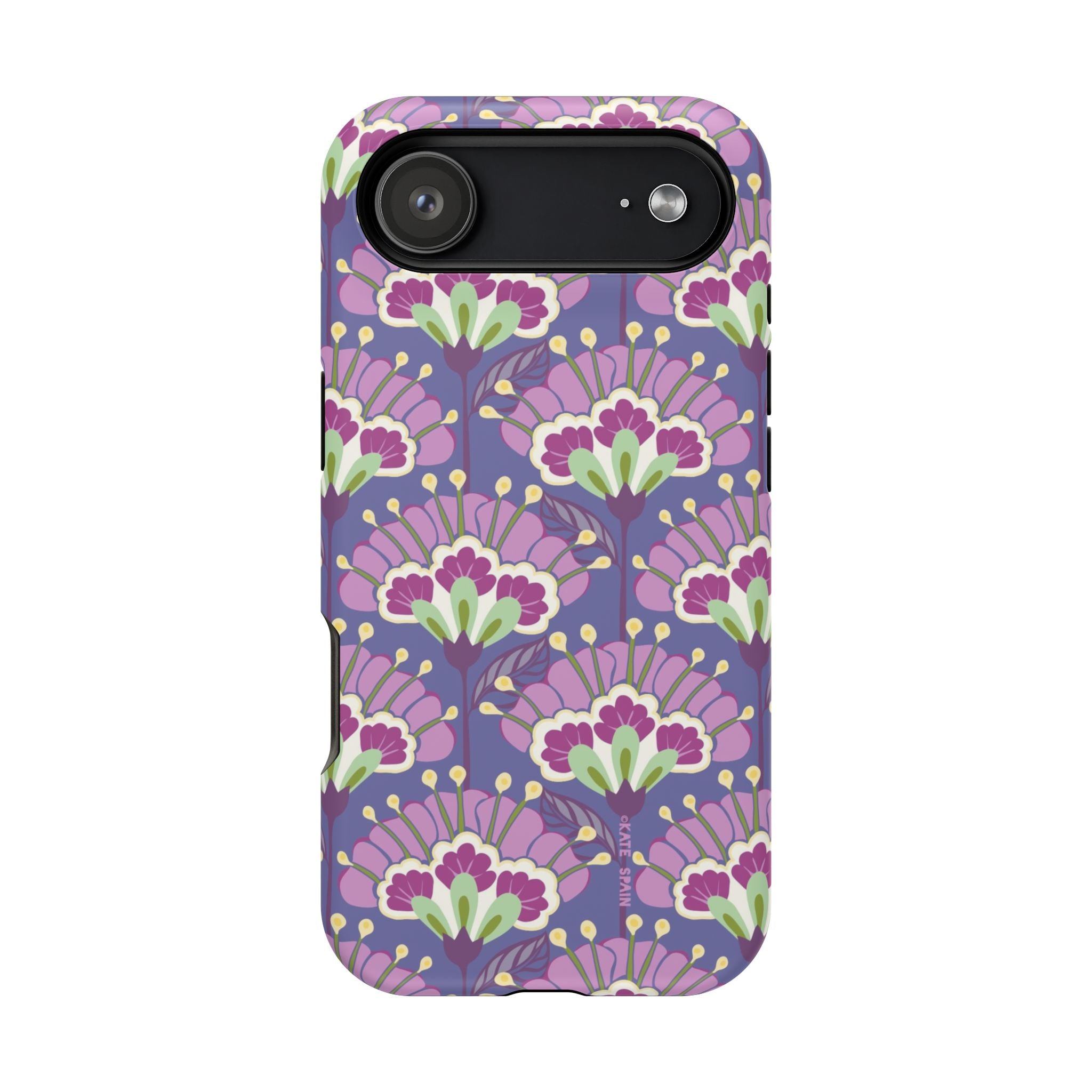 Lantern Flower MagSafe iPhone 17 Air Case – Matte | periwinkle, purple, mauve, sage botanical lantern floral print MagSafe compatible, dual-layer protection