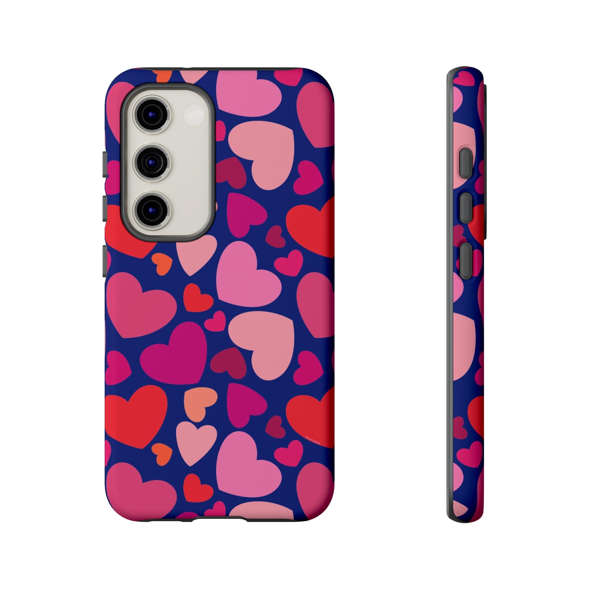 Hearts Samsung Galaxy S23 Case – Matte | navy, pink, blush, red heart print