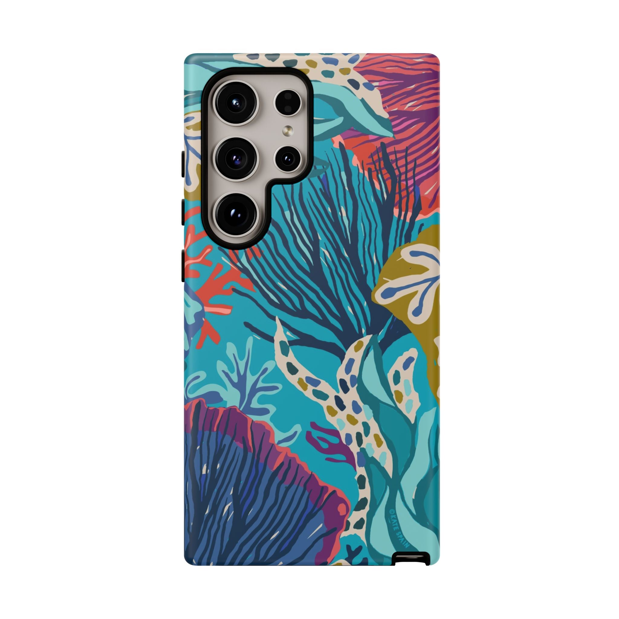 Luxury Reef Samsung Galaxy S24 Ultra Case – Matte | teal, navy, magenta, olive coral reef print