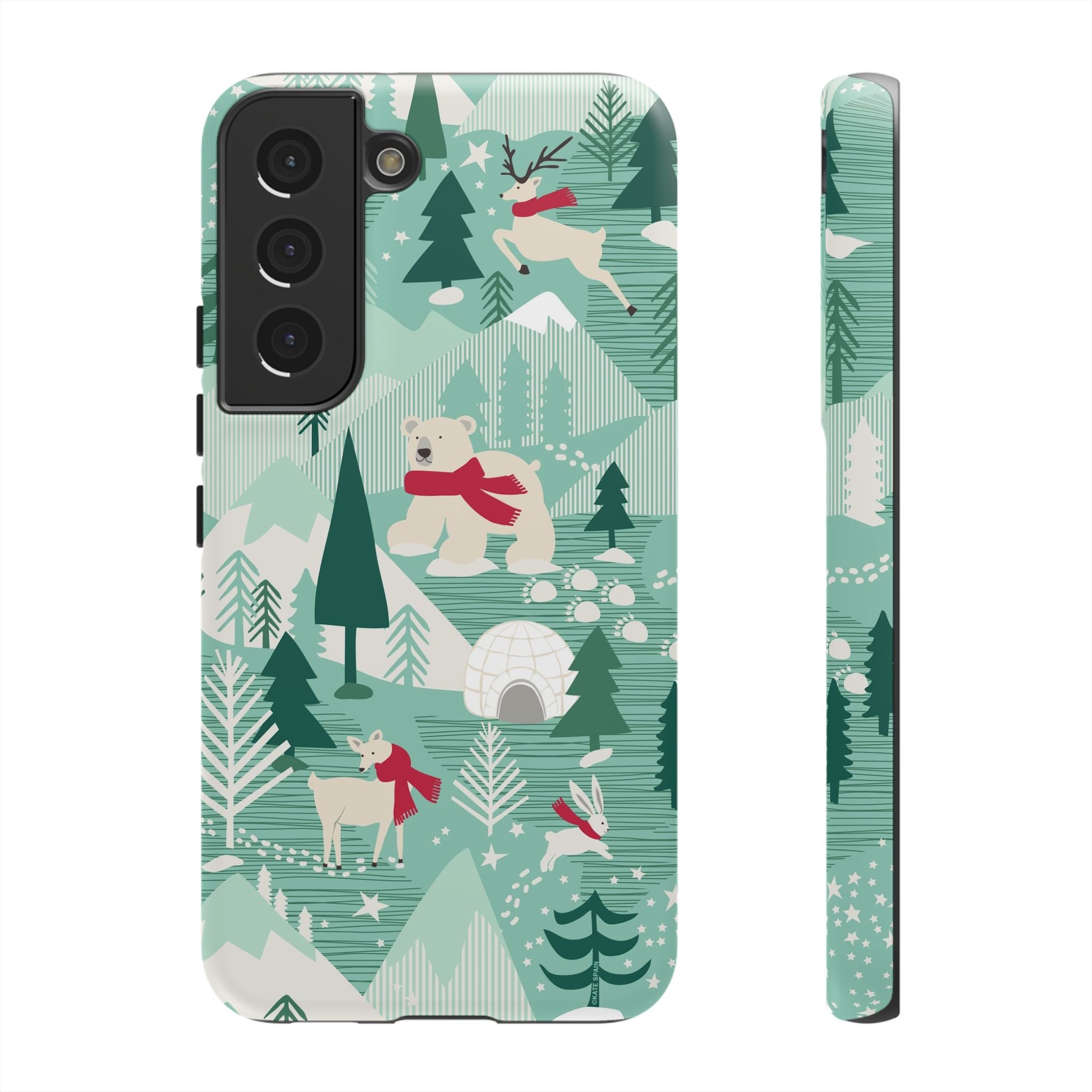 Arctica Winter Samsung Galaxy S22 Case – Matte | aqua, evergreen, white, animal frolic winter wonderland print