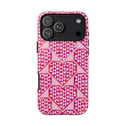 Pink Pyramid Heart iPhone Tough Case