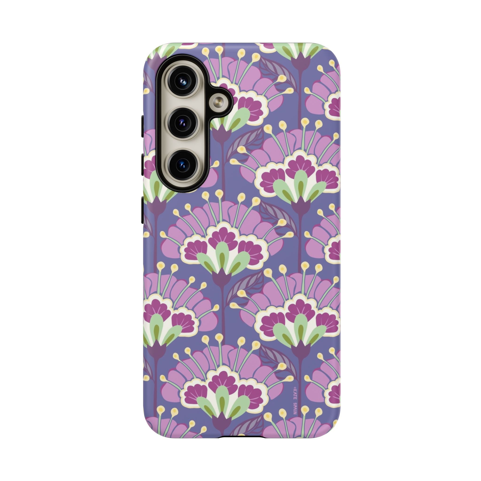Luxury Lantern Flower Samsung Galaxy S24 Case – Matte | mauve, purple, lime green floral print
