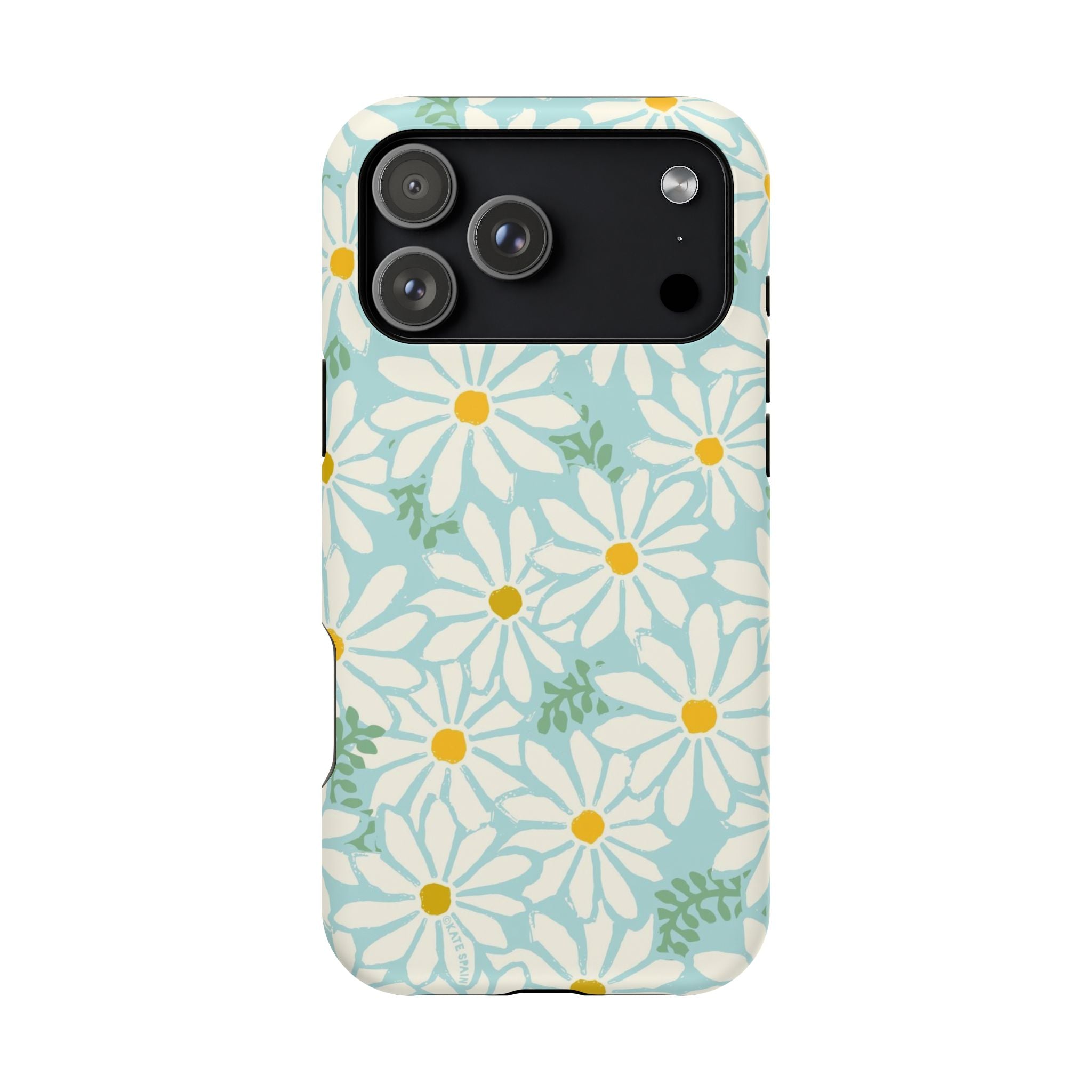 Daisies MagSafe iPhone 17 Pro Max Case – Matte | white, yellow, aqua watercolor daisy print