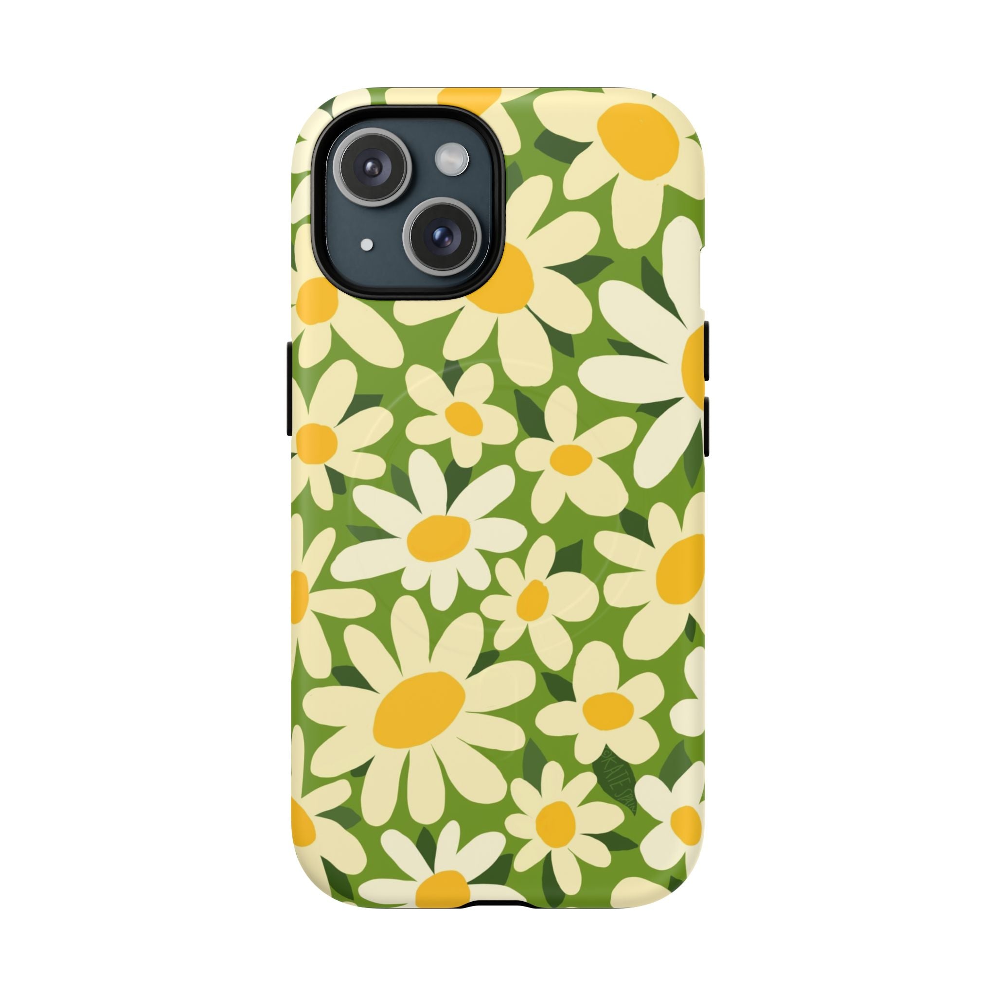 Shasta Daisy MagSafe iPhone 15 Case – Matte | green, white, yellow daisy floral print