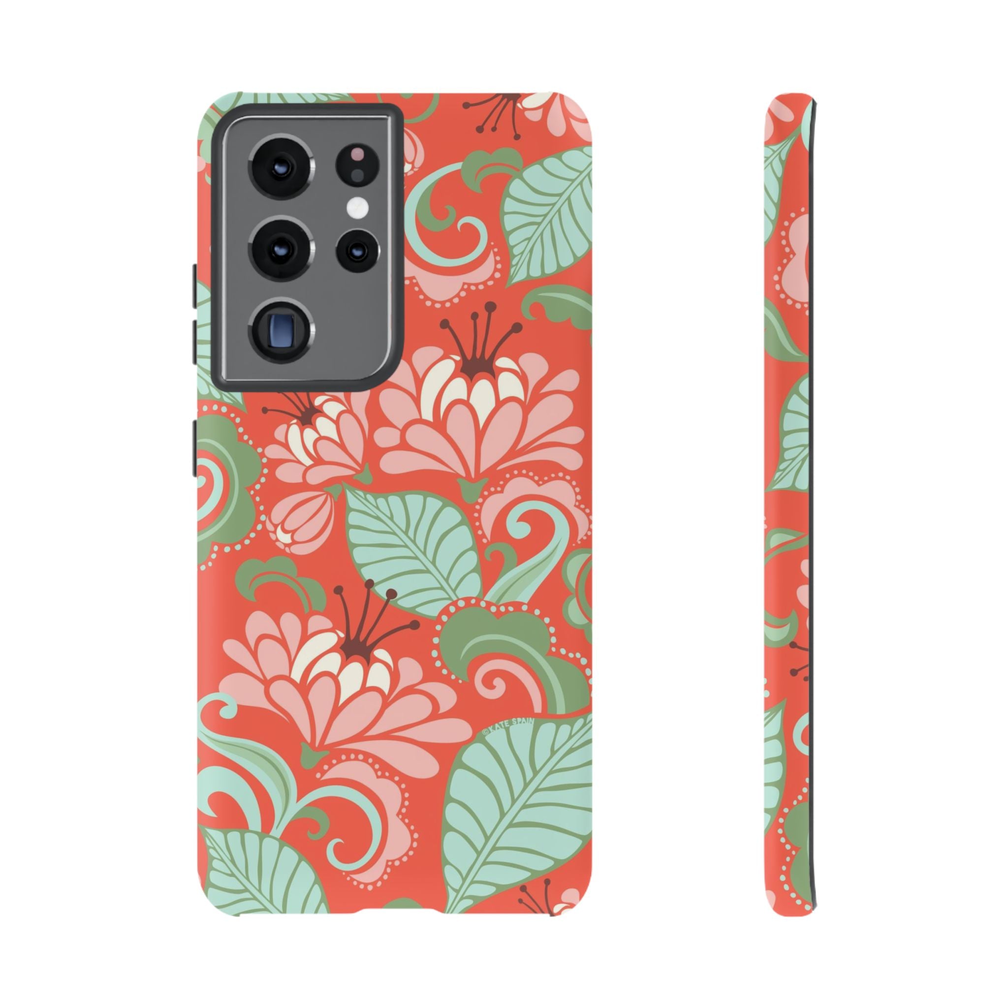 Designer Sarabande Samsung Galaxy S21 Ultra Case – Matte | coral, blush, mint tropical floral print