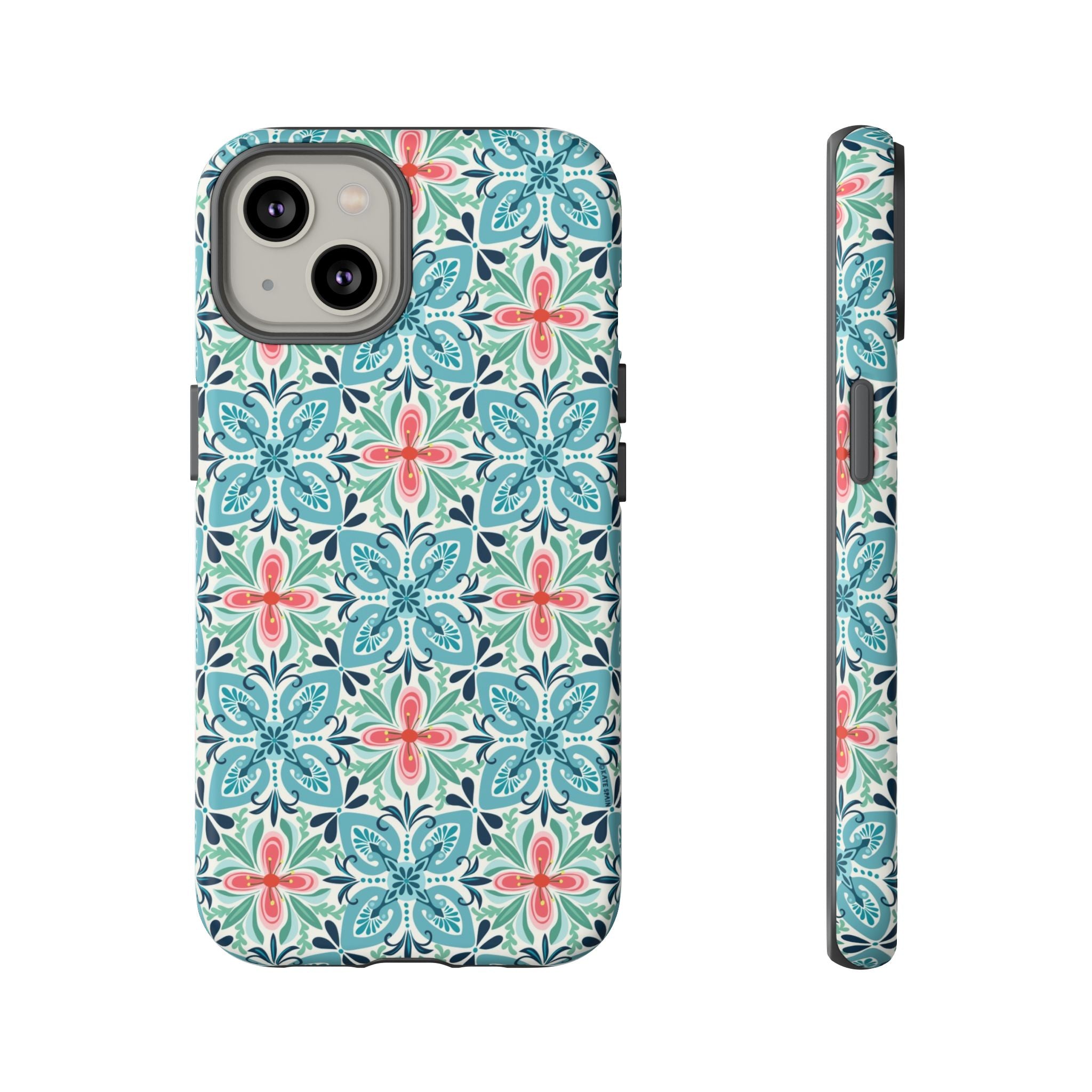 Stonecrop Tough iPhone 14 Case – Matte | sage, cream, blush botanical succulent print