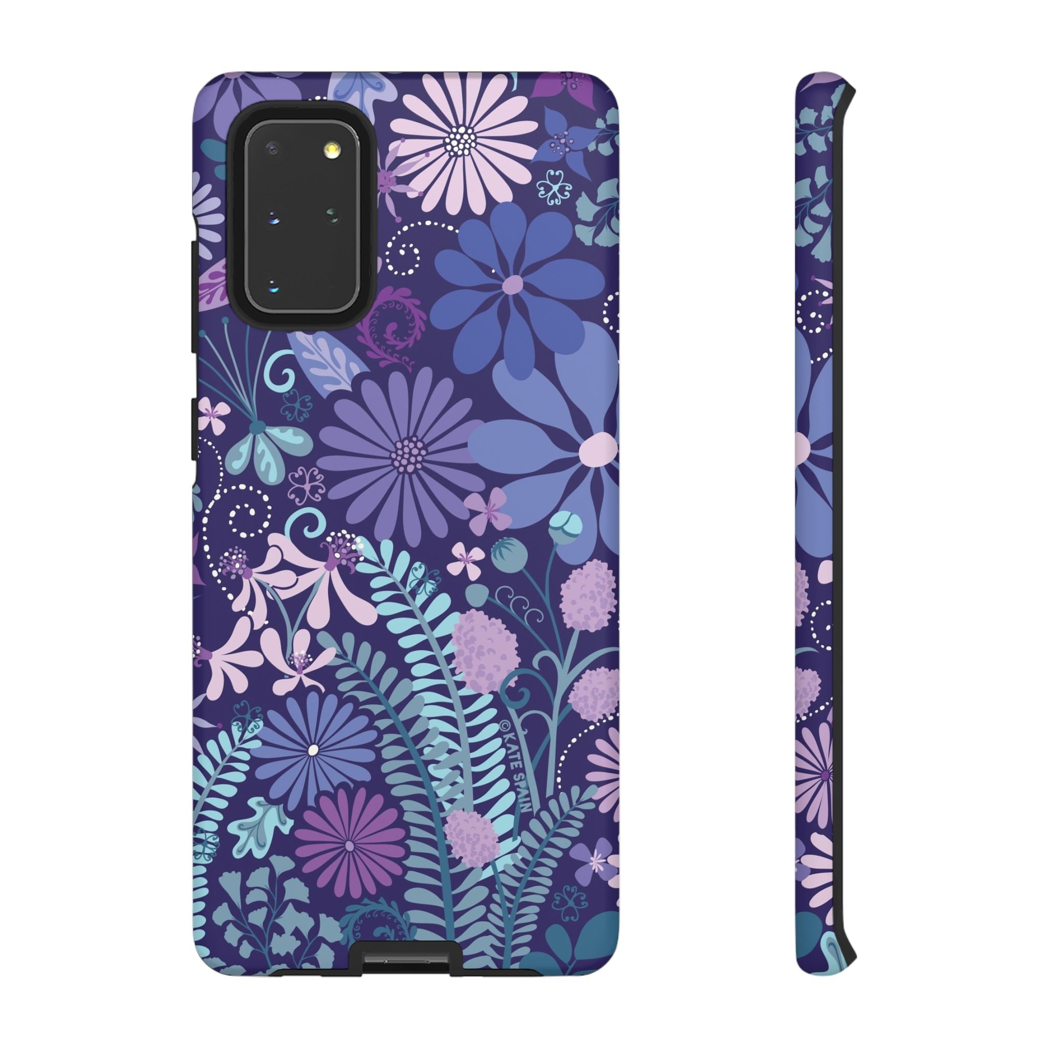 Luxury Terrain Samsung Galaxy S20+ Case – Matte | navy, purple, aqua botanical woodland floral print