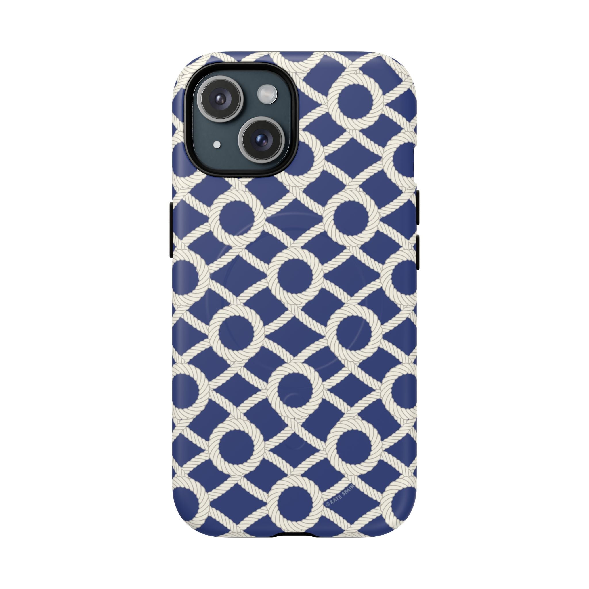 Sailor's Knot MagSafe iPhone 15 Case – Matte | cream, navy nautical print