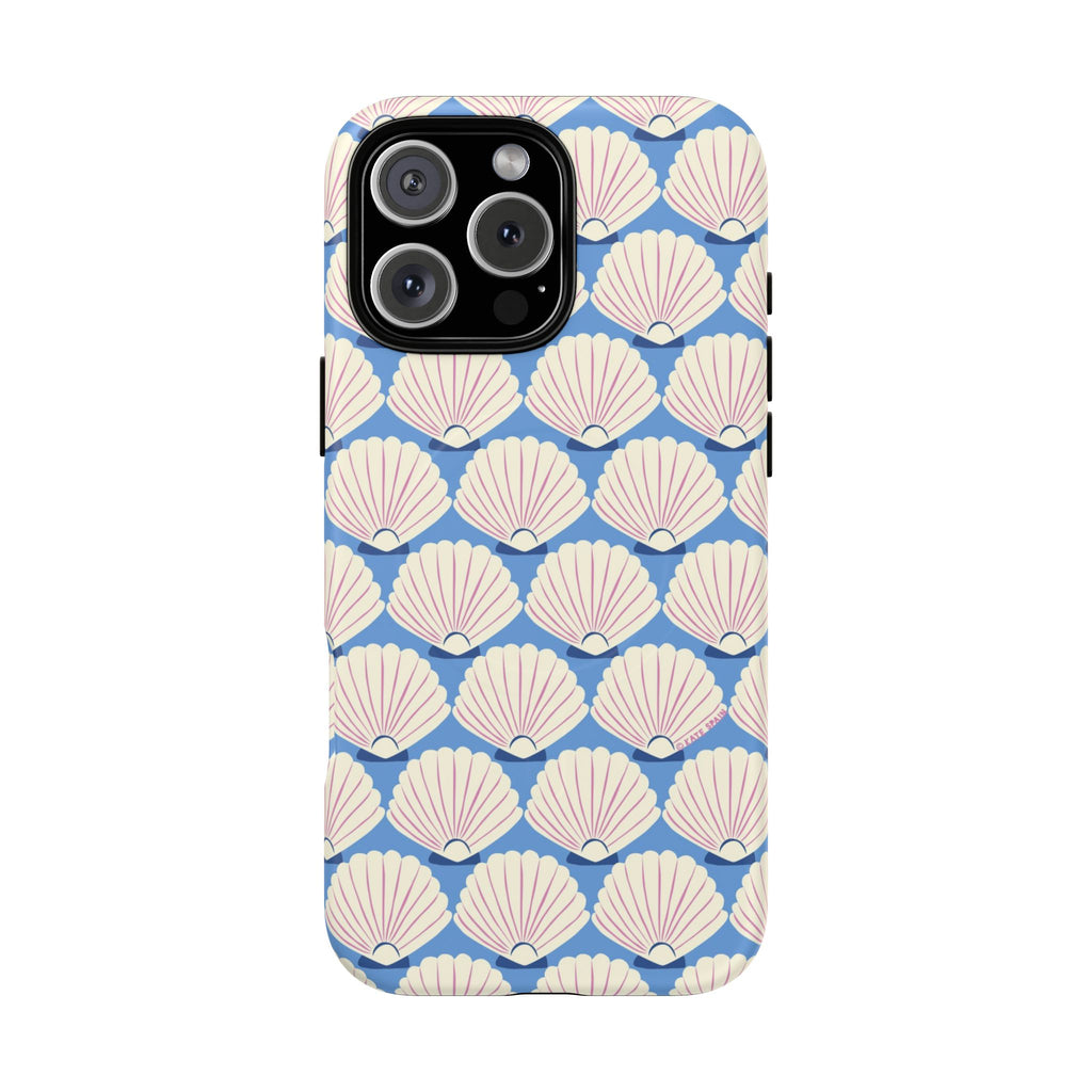 Seashells MagSafe iPhone 16 Pro Max Case – Matte | periwinkle, cream, blush scallop shell print