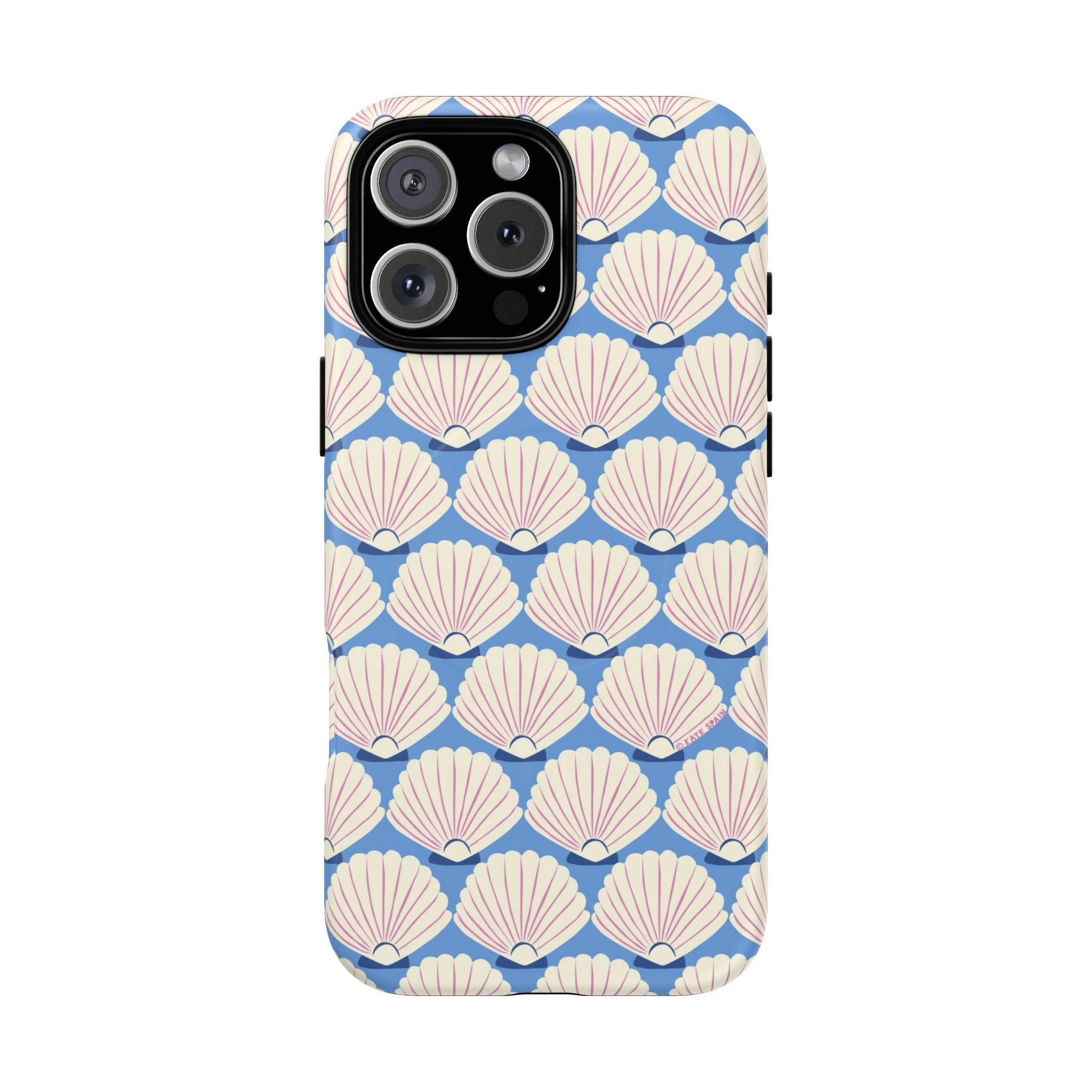Seashells MagSafe iPhone 16 Pro Max Case – Matte | periwinkle, cream, blush scallop shell print