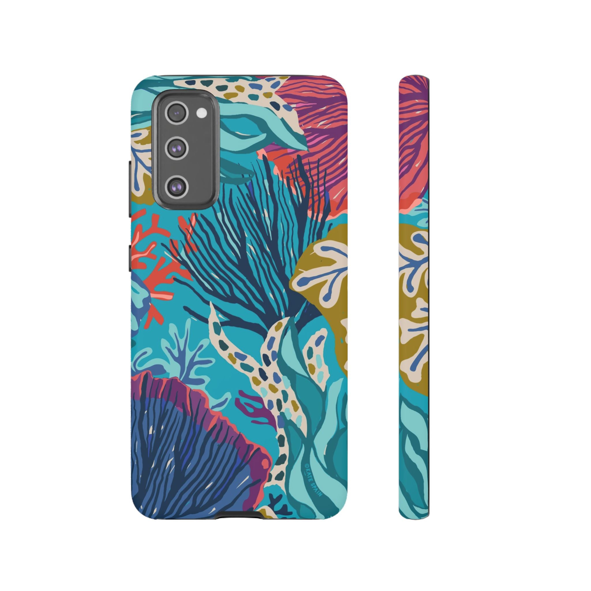 Luxury Reef Samsung Galaxy S20 FE Case – Matte | teal, navy, magenta, olive coral reef print