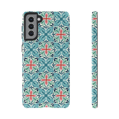 Stonecrop Samsung Case - Floral Tile Geometric Pattern