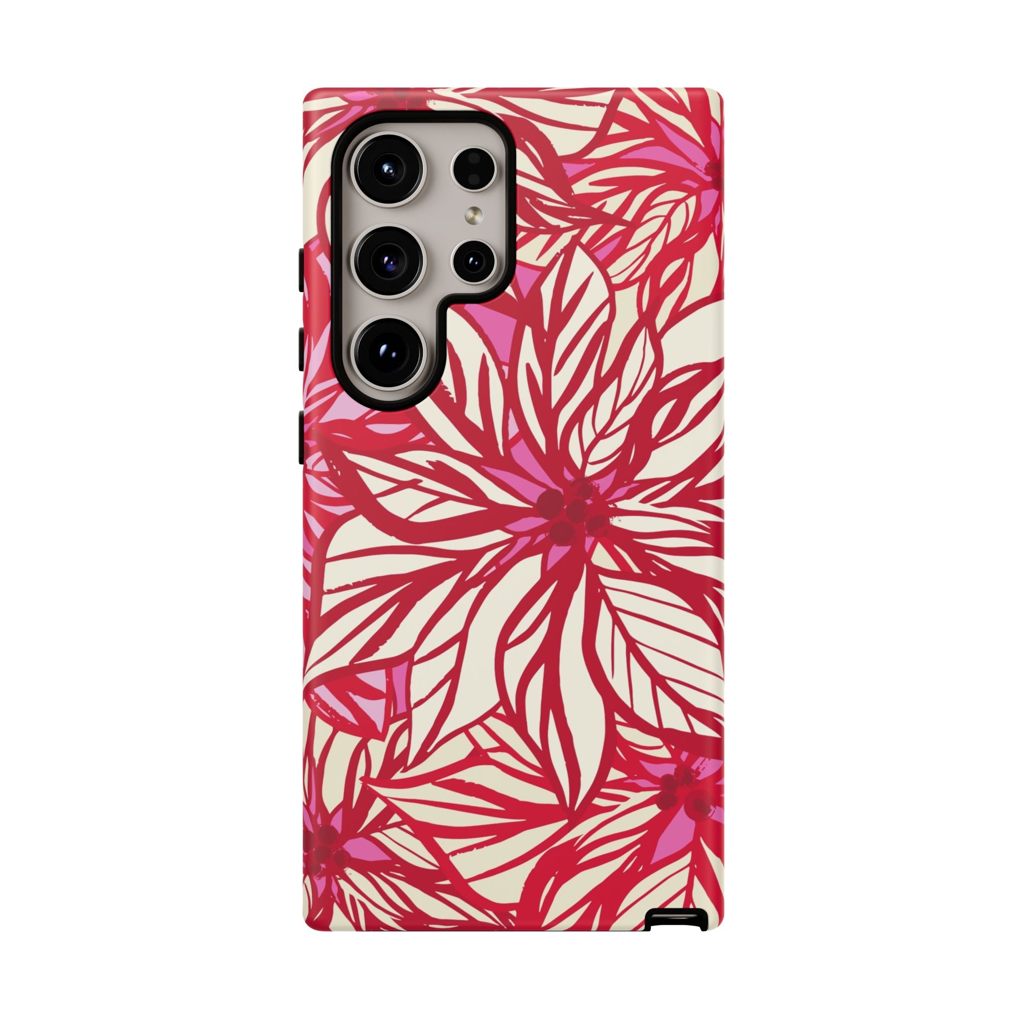 Poinsettia Samsung Galaxy S24 Ultra Case – Matte | cream, red, pink poinsettia botanical print