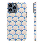 Seashells Tough iPhone 13 Pro Max Case – Glossy | periwinkle, cream, blush scallop shell print