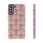 Luxury Pink Butterfly Samsung Galaxy S22 Case | cream, coral, lavender butterfly floral print
