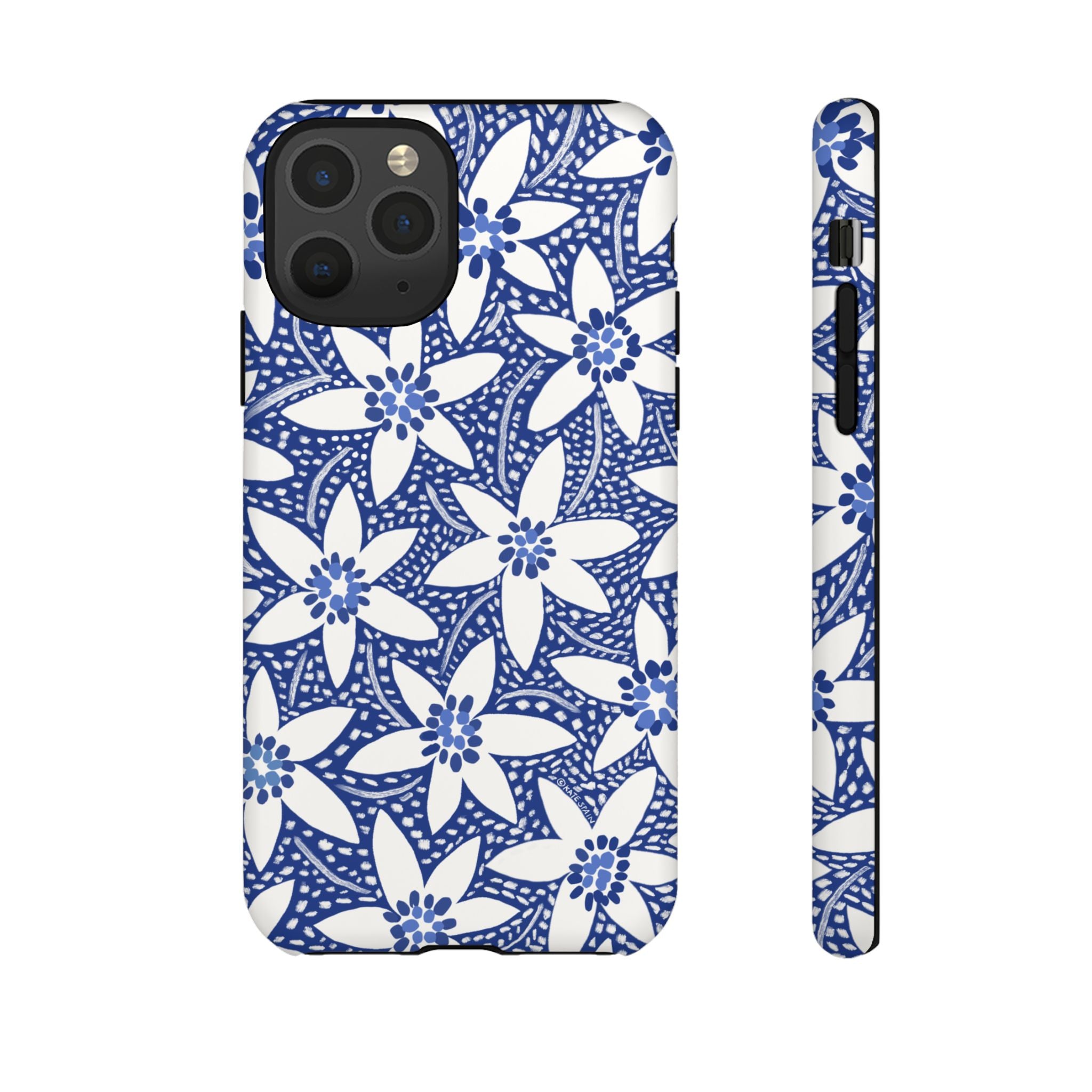 Starflower iPhone 11 Pro Case – Matte | navy, white geometric starflower print