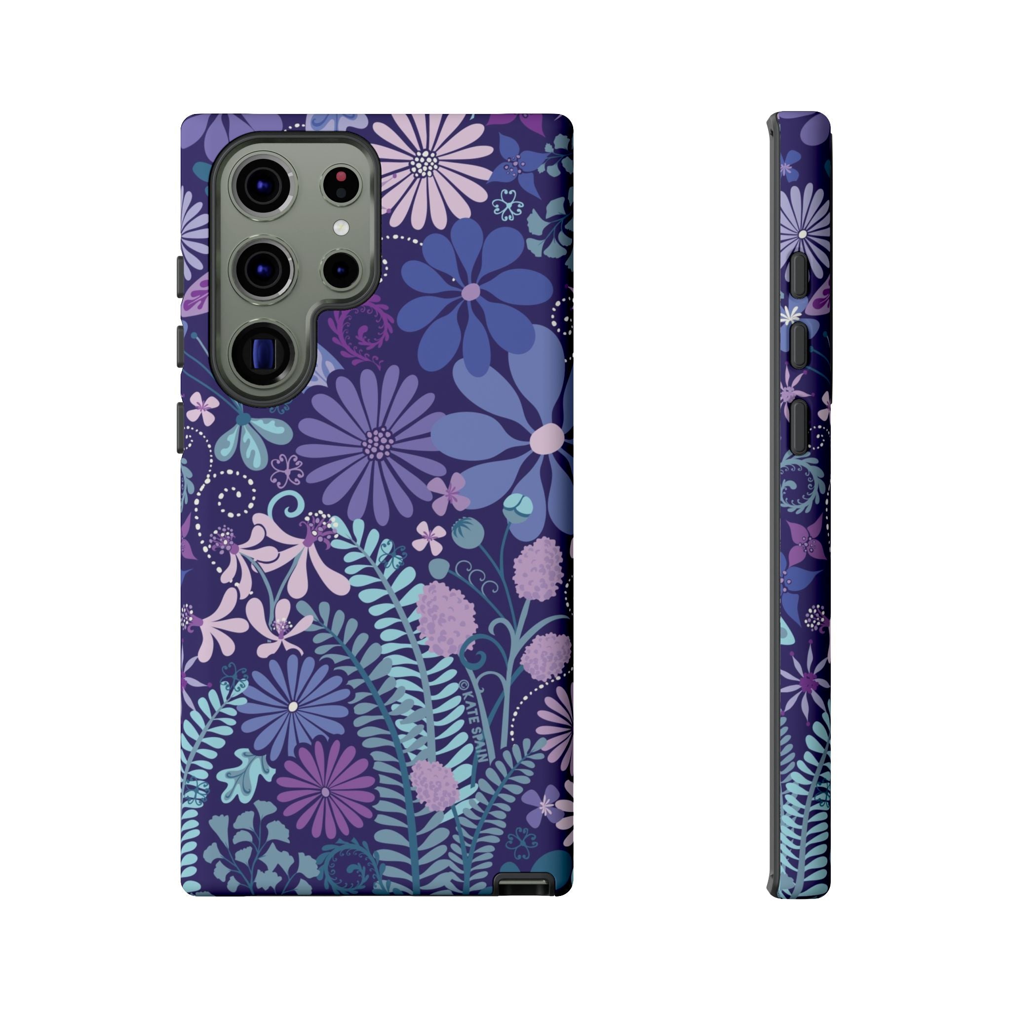 Luxury Terrain Samsung Galaxy S23 Ultra Case – Matte | navy, purple, aqua botanical woodland floral print