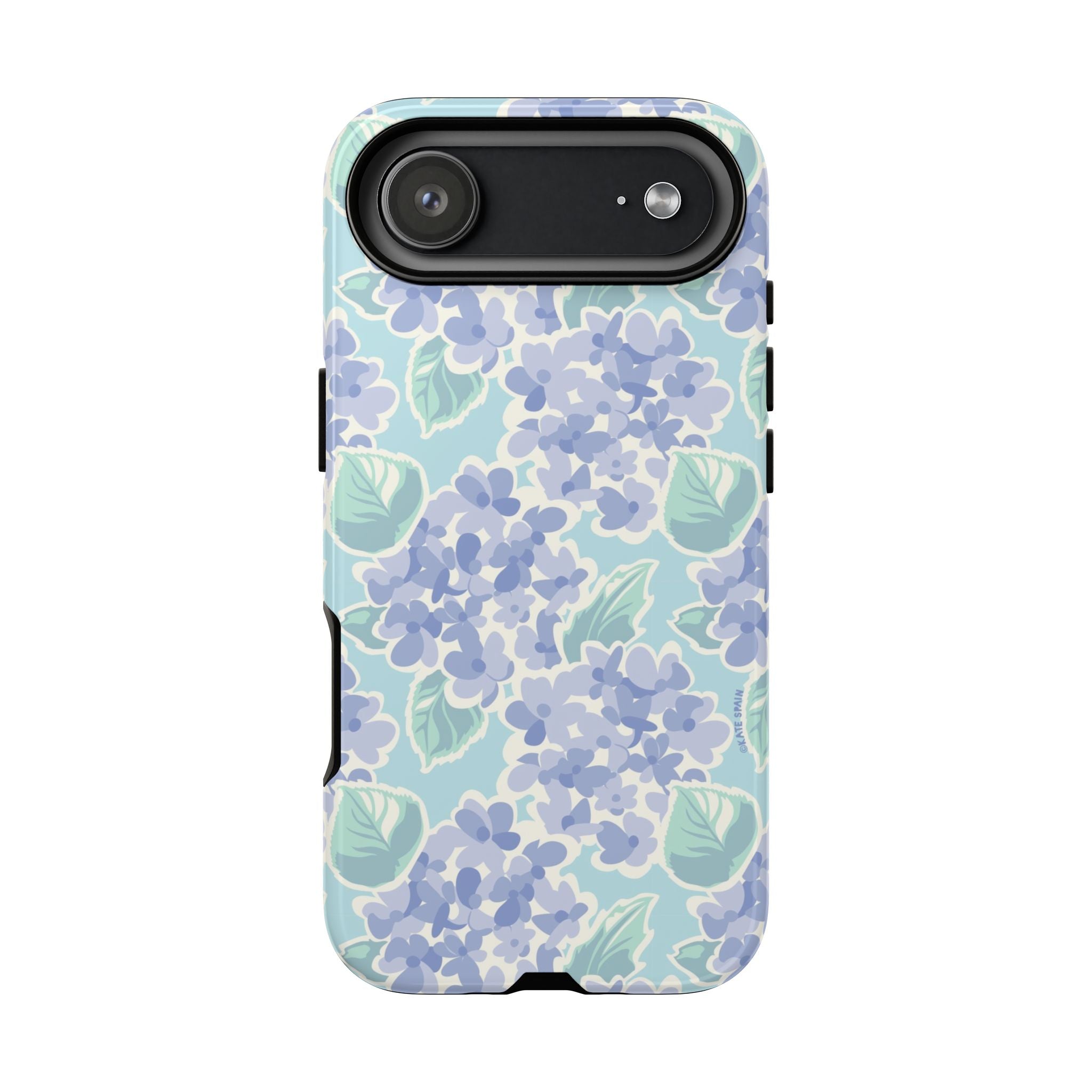 Nantucket Hydrangea Tough iPhone 17 Air Case – Glossy | white, lavender, mint watercolor hydrangea print