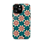 Modern Dahlia MagSafe iPhone 13 Pro Max – Glossy | teal, coral, cream botanical dahlia floral print