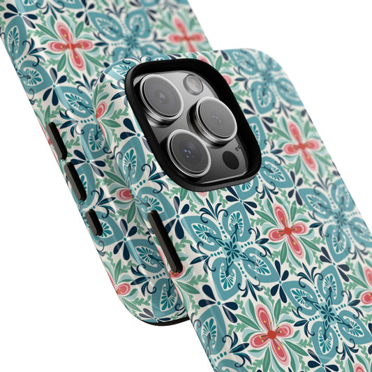 Stonecrop MagSafe iPhone Case - Floral Tile Geometric Pattern
