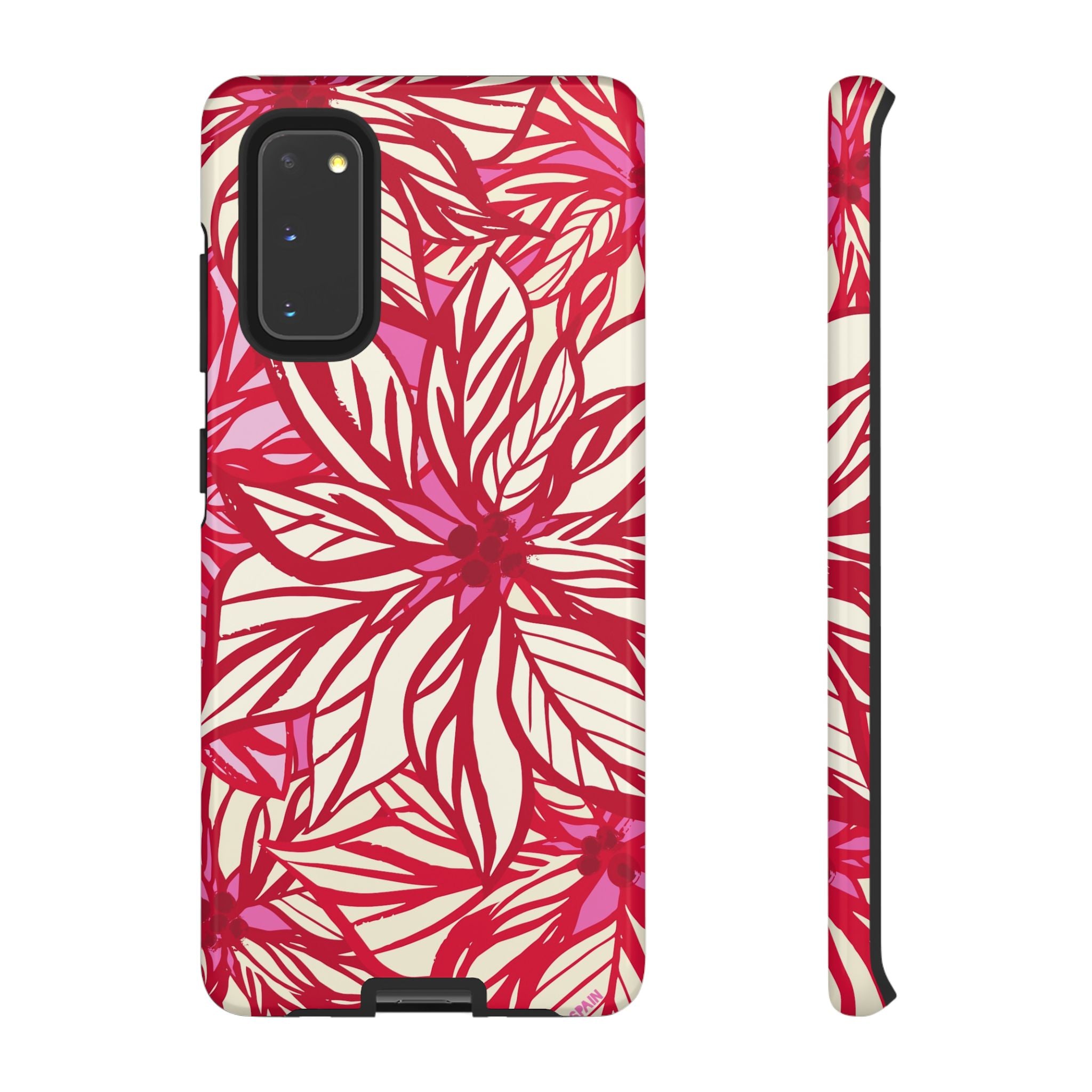 Poinsettia Samsung Galaxy S20 Case – Glossy | cream, red, pink poinsettia botanical print