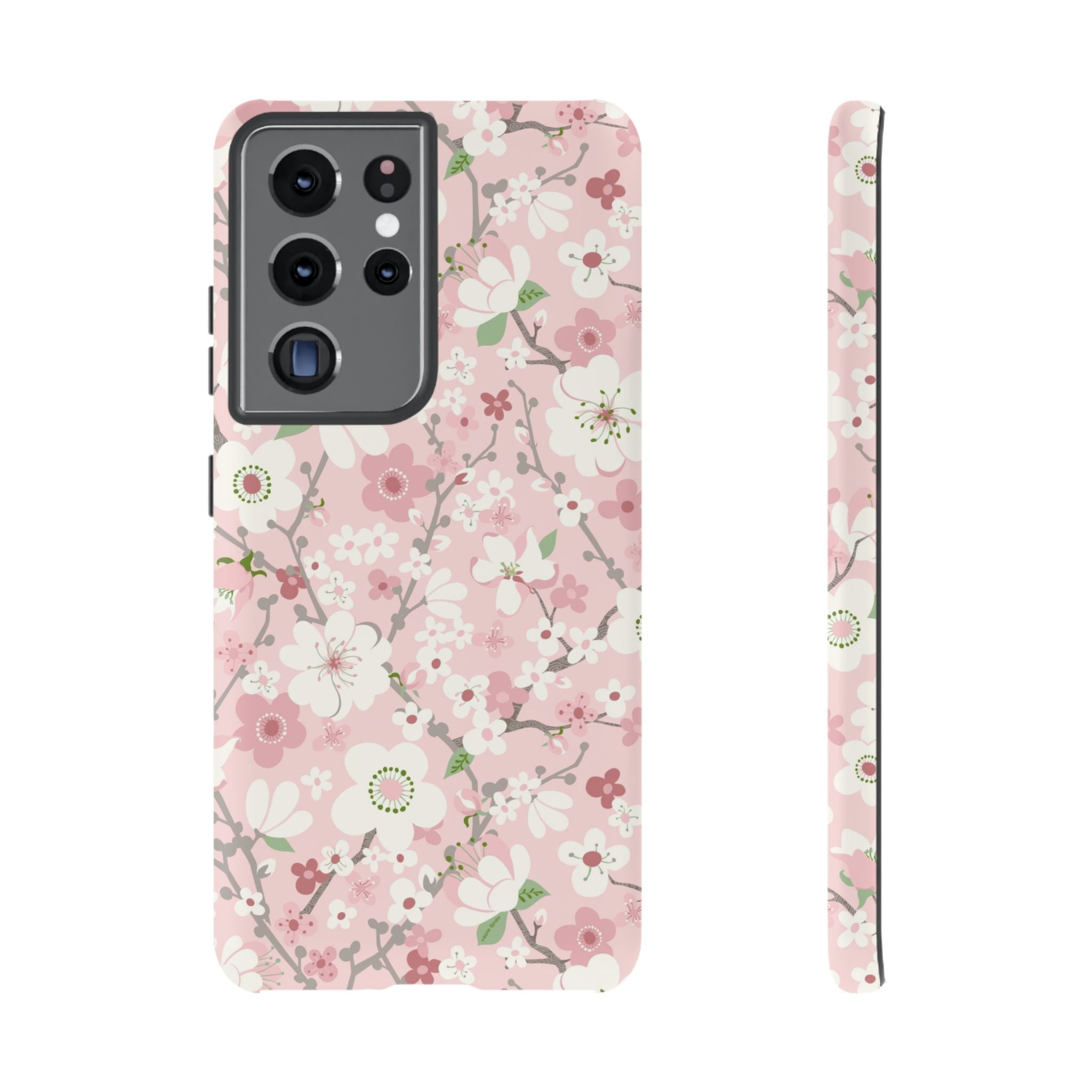 Luxury Pink Cherry Blossom Samsung Galaxy S21 Ultra Case – Matte | pink, white, cherry blossom floral print