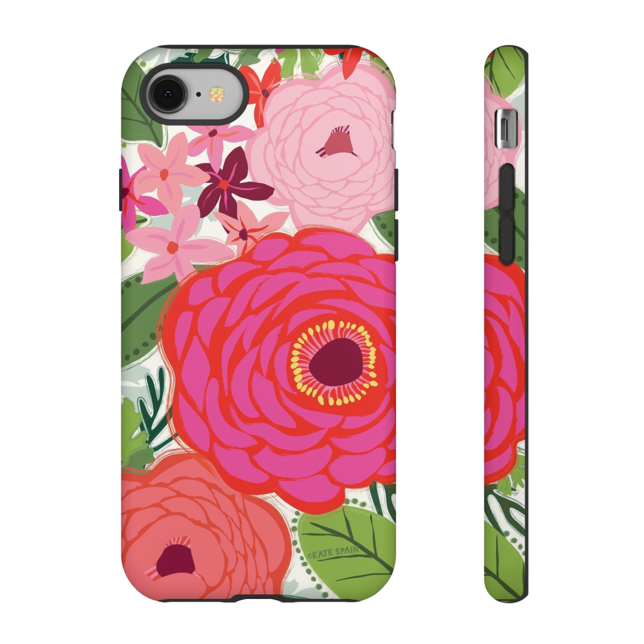 Bloomerie Tough iPhone 8 Case – Matte | cream, magenta, coral botanical peony floral print