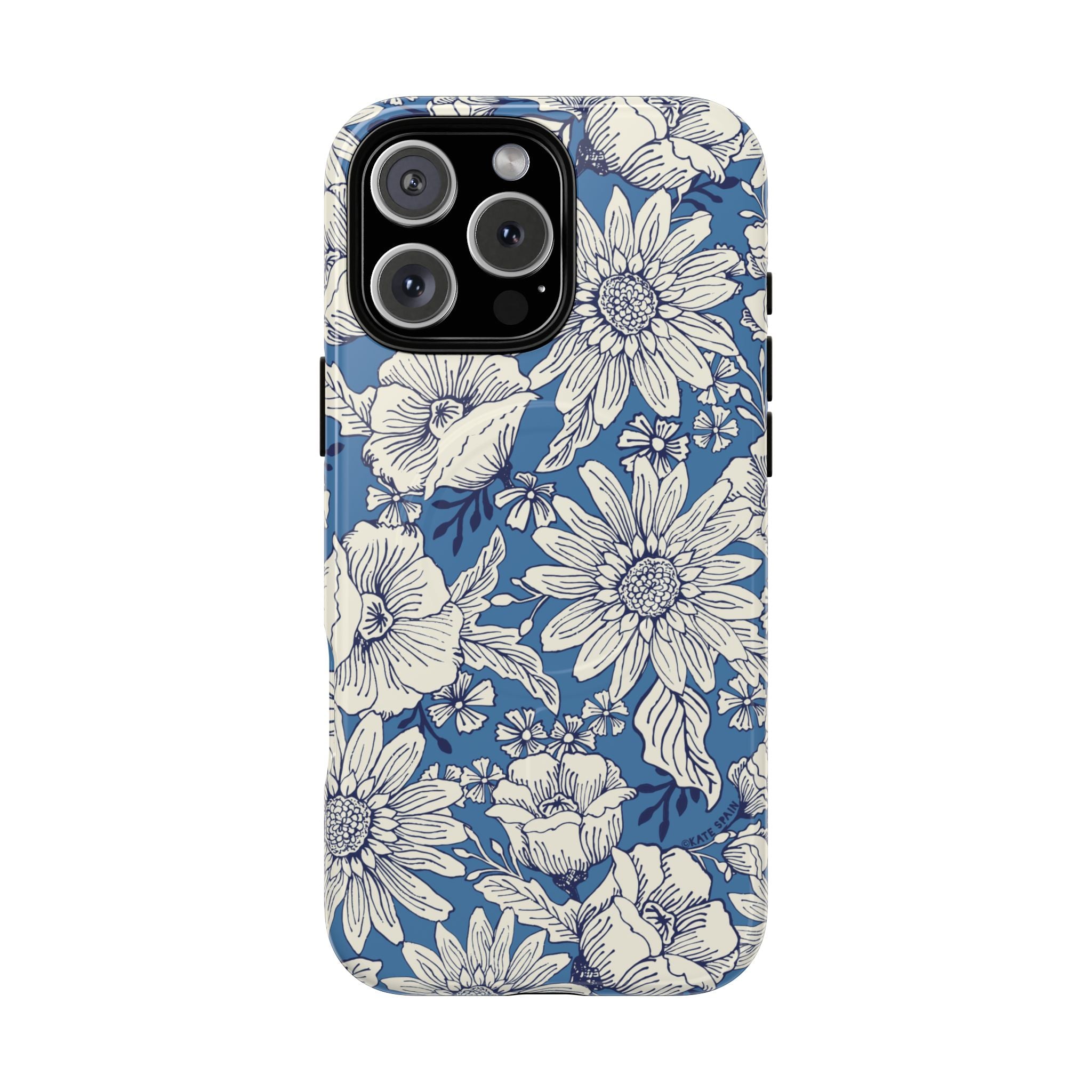 Jardin Blue MagSafe iPhone 16 Pro Case – Matte | blue and cream botanical garden print