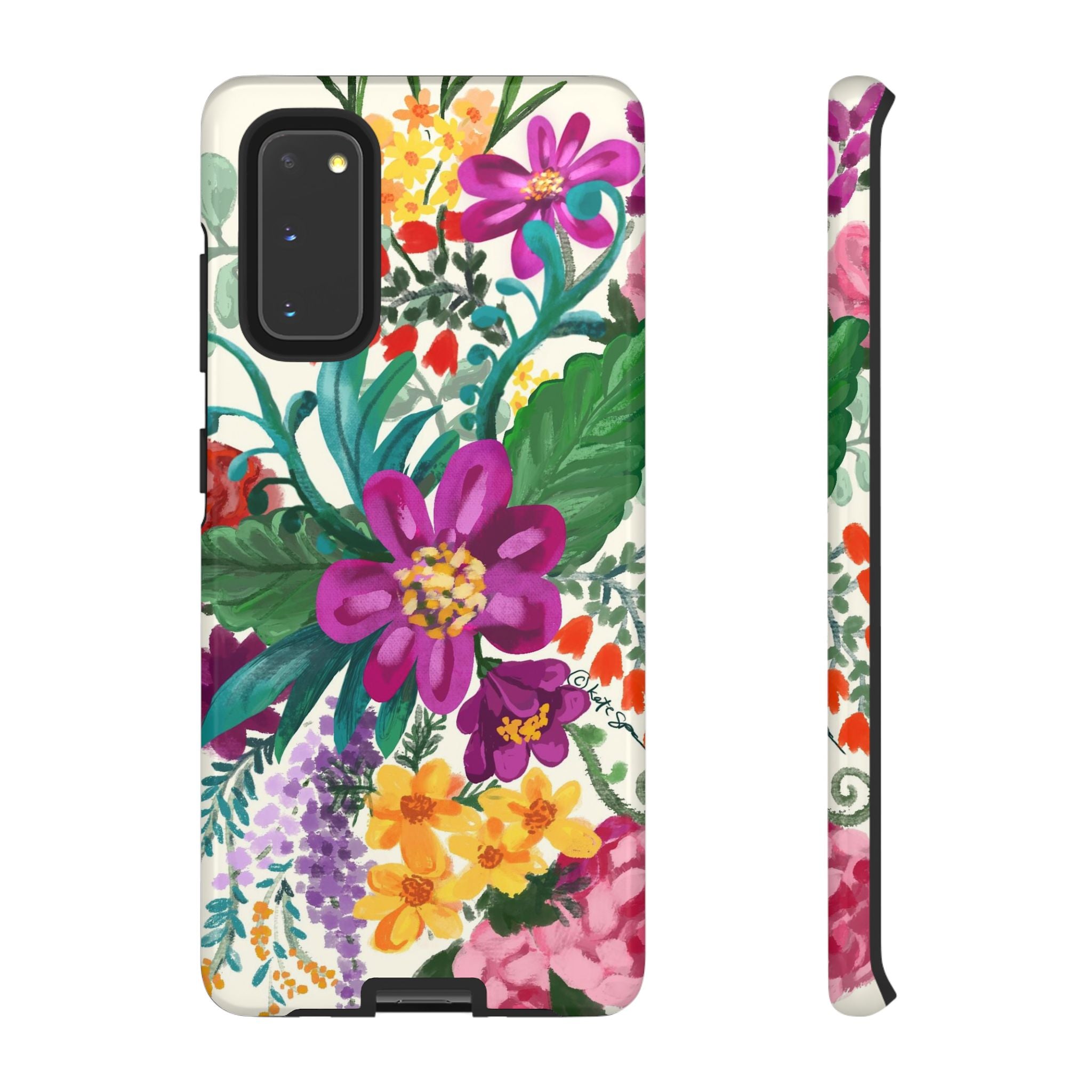 Tropical Posy Samsung Galaxy S20 Case – Glossy | white, magenta, yellow, purple vibrant botanical floral print