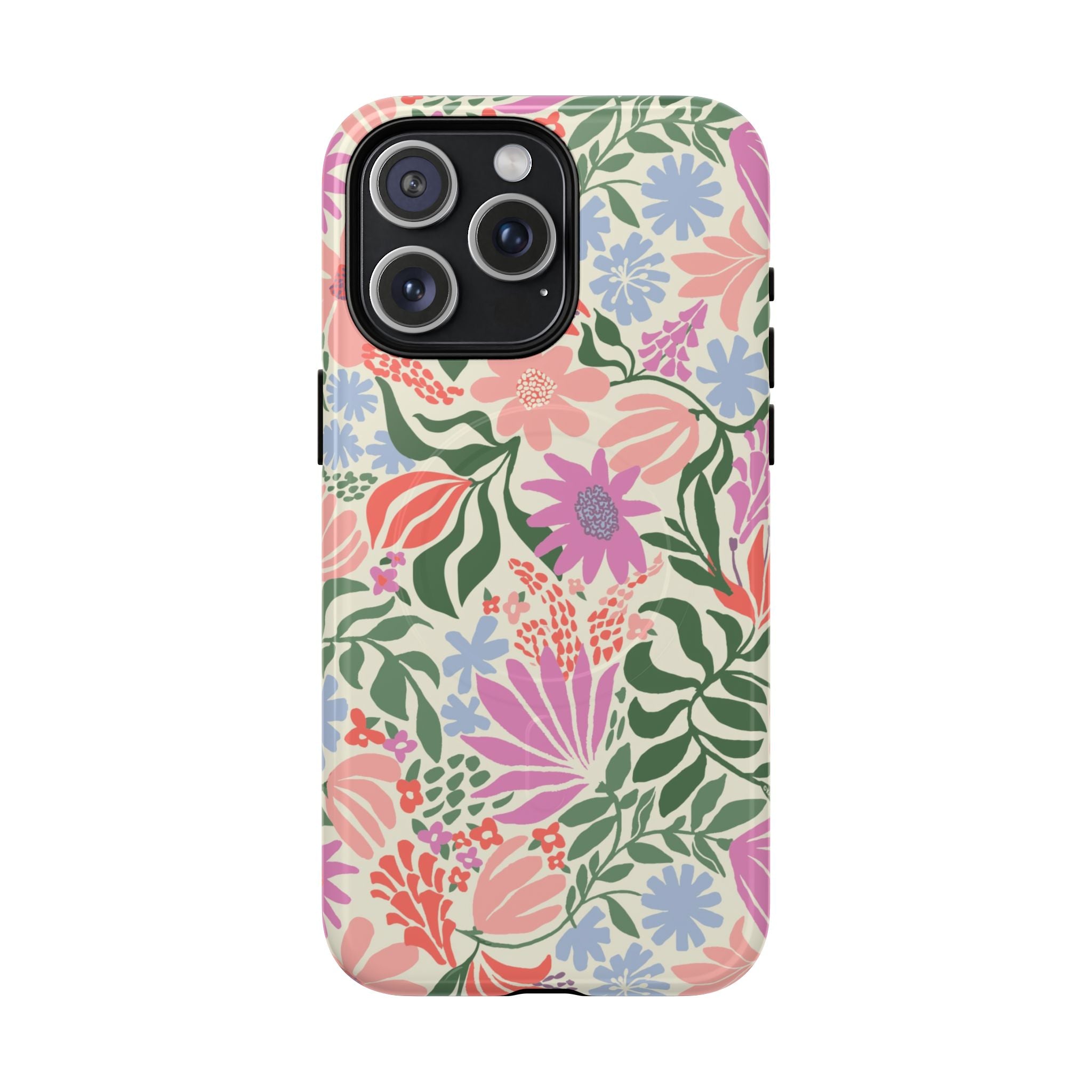 Botanica Pastel MagSafe iPhone 15 Pro Max Case – Glossy | blush, lavender, sage pastel botanical wildflower print