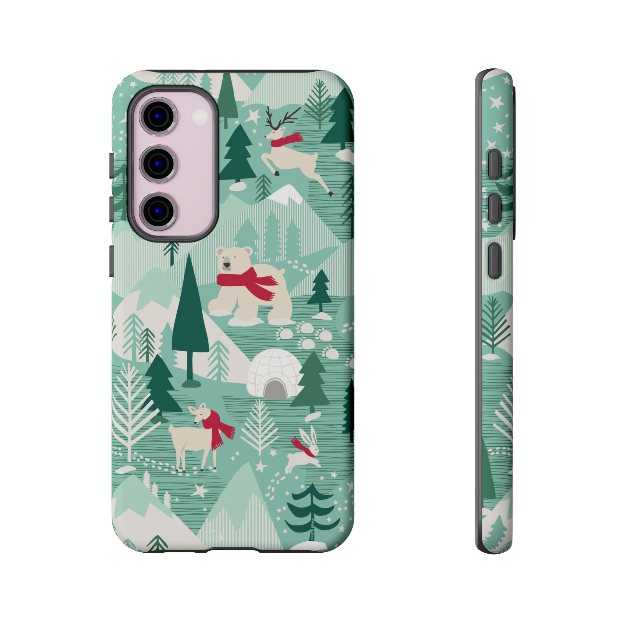 Arctica Winter Samsung Galaxy S23 Plus Case – Matte | aqua, evergreen, white, animal frolic winter wonderland print