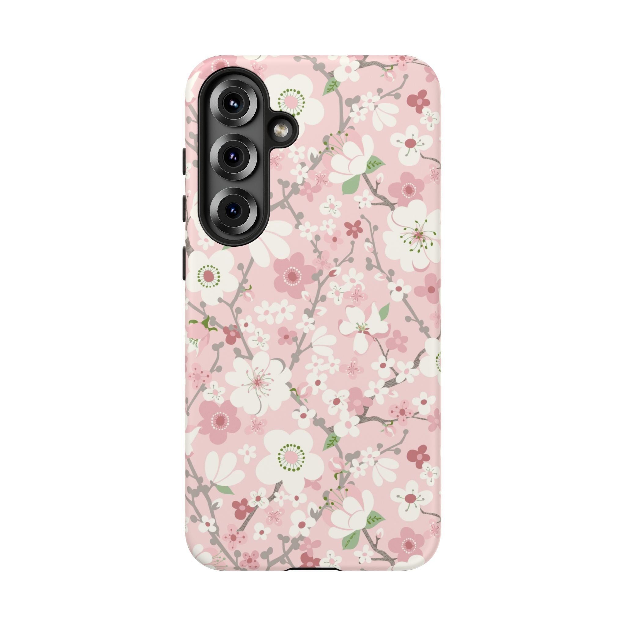 Luxury Pink Cherry Blossom Samsung Galaxy S25 Plus Case – Matte | pink, white, cherry blossom floral print