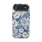 Jardin Tough iPhone 17 Air Case – Glossy | blue and cream botanical garden print