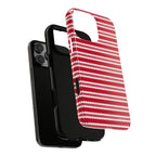 Candy Cane Stripe Tough iPhone 16 Pro Max Case – dual-layer construction detail | red, cream scalloped candy cane stripe print